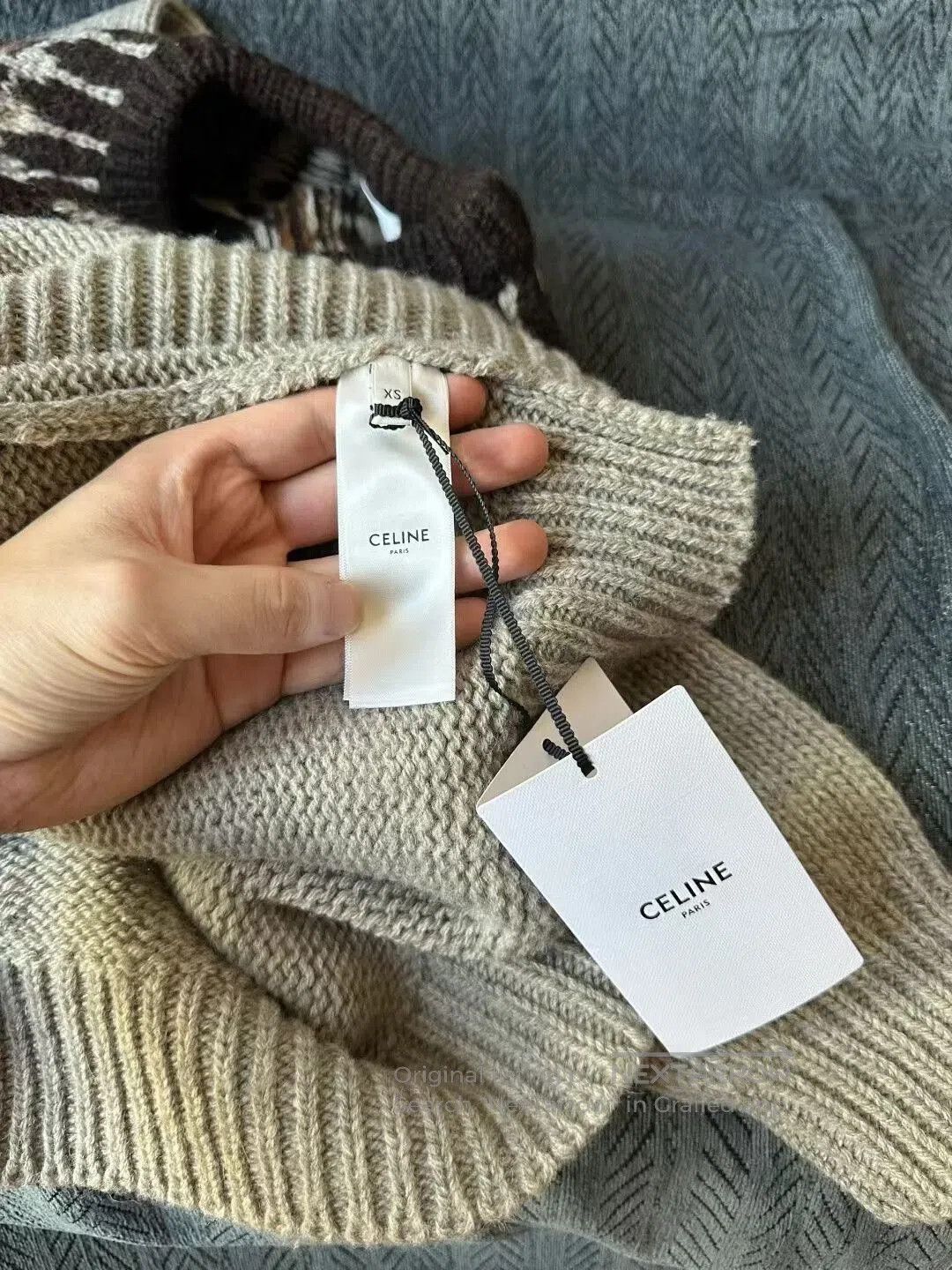 Celine celine fair isle sweater in beige. Size XS / US 0-2 / IT 36-38 - 4 Thumbnail