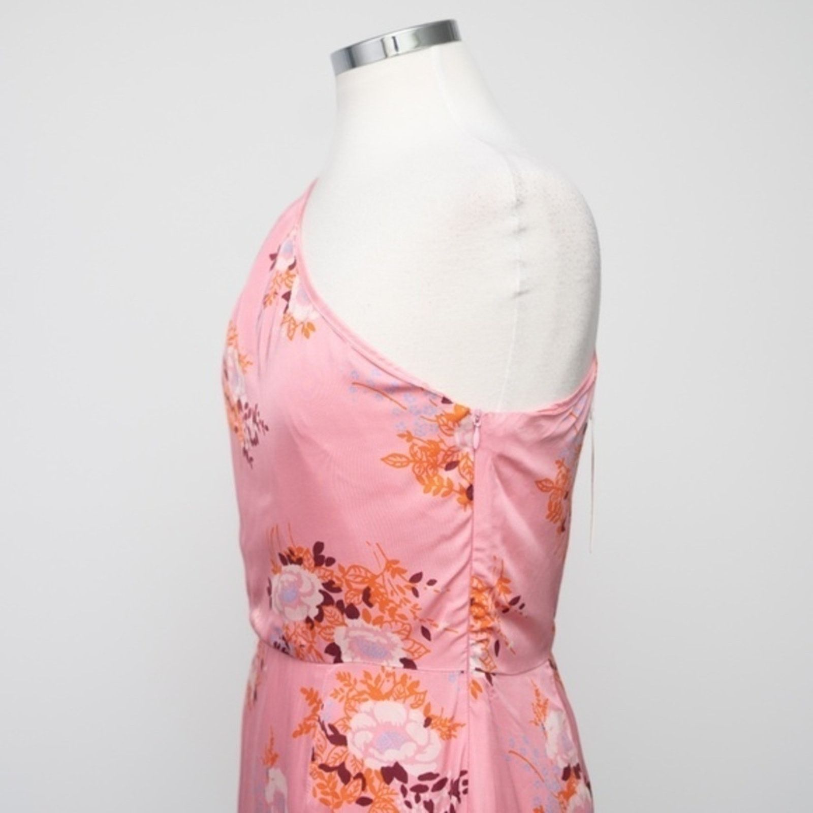 les reveries floral satin dress Les Reveries High-Neck Silk Bias Floral-Print Dress