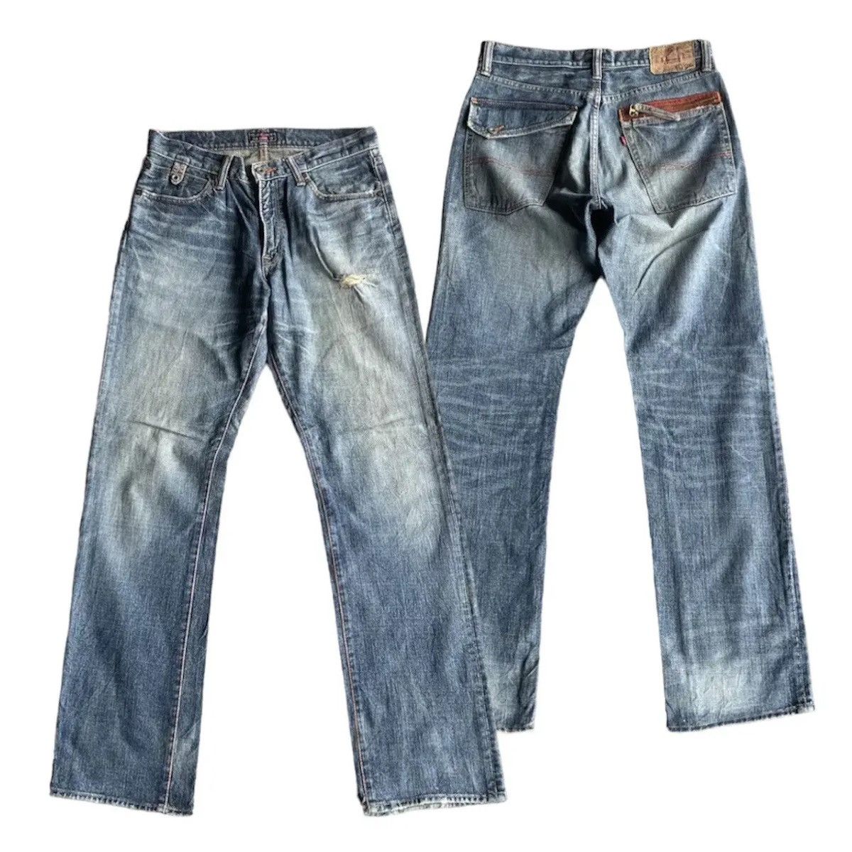 Japanese Brand GL HEARTS W31 L32 Distressed Denim Blue Wash Jeans Pants Size US 31 - 1 Thumbnail