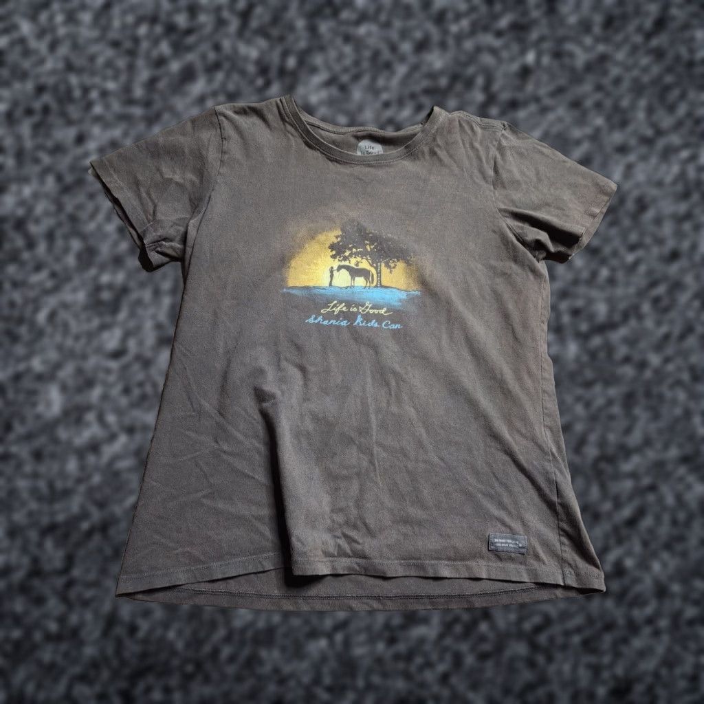 Life is Good Life is Good Womens Brown Short Sleeve T Shirt L Basic Round Neck Size L / US 10 / IT 46 - 1 Thumbnail