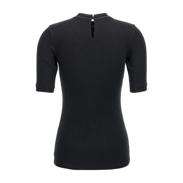Brunello Cucinelli BRUNELLO CUCINELLI Black Monile ribbed Top New & Authentic ( Size M / US 6-8 / IT 42-44 - 2 Thumbnail