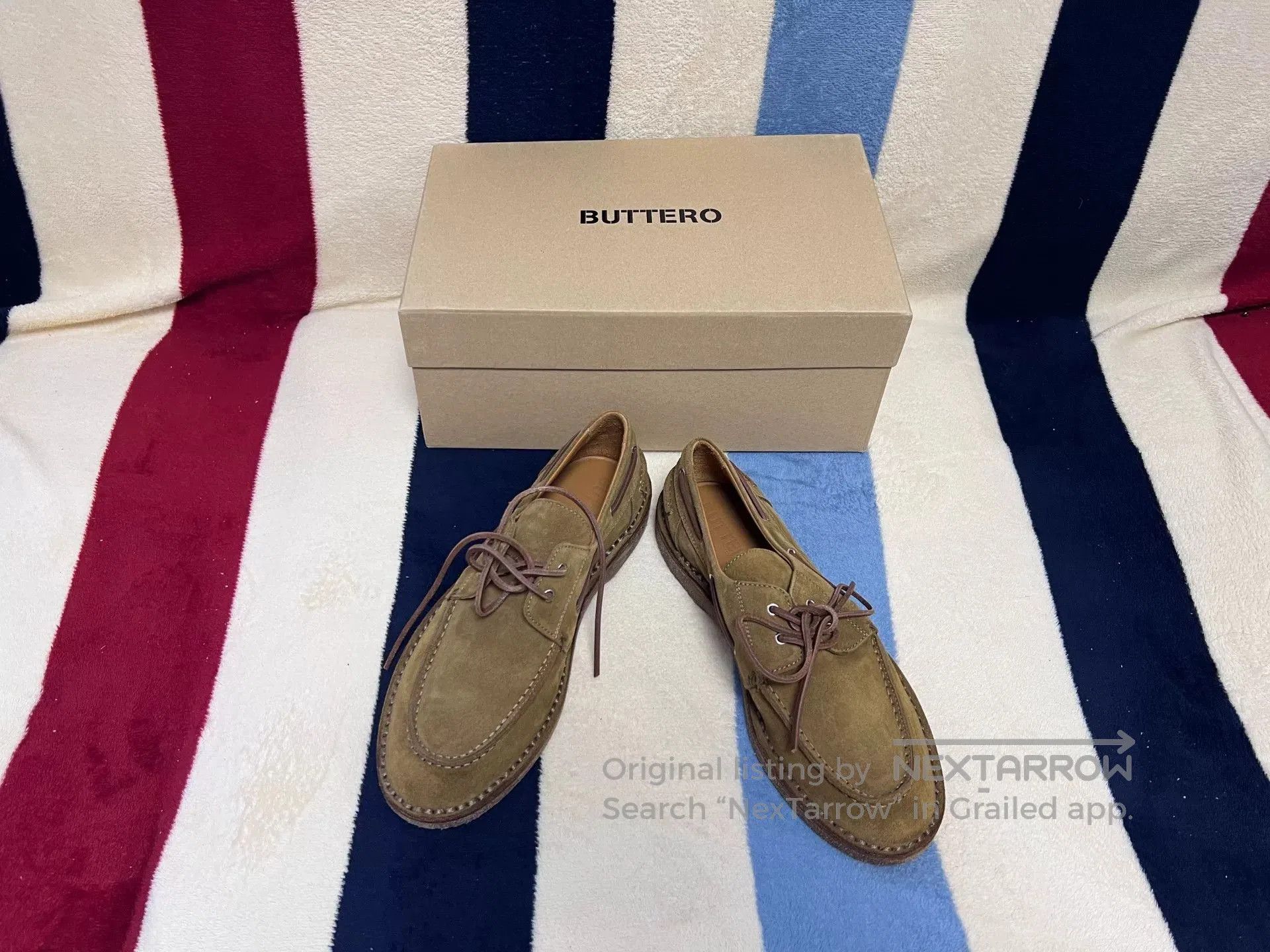 Buttero BUTTERO b9322 Deep Khaki Boat Shoes. Size US 7 / EU 40 - 1 Thumbnail