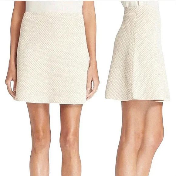 Theory Teslia Sue Ivory Mix Jaquard Knit Skirt Gift Party Spring Size 27" / US 4 / IT 40 - 4 Thumbnail