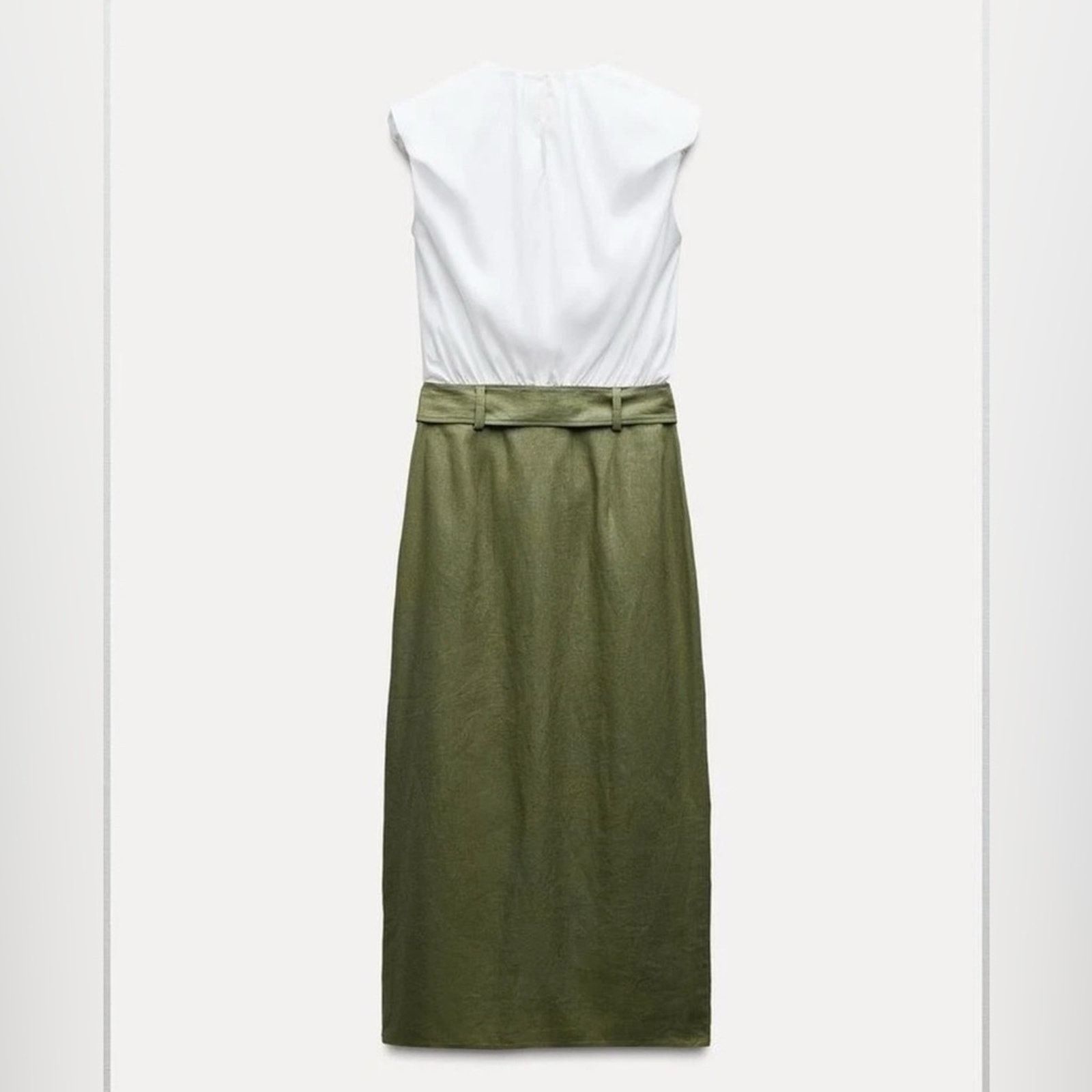 Zara Nwt- Zara- Linen Blend Combination Midi Dress- L Size L / US 10 / IT 46 - 4 Thumbnail