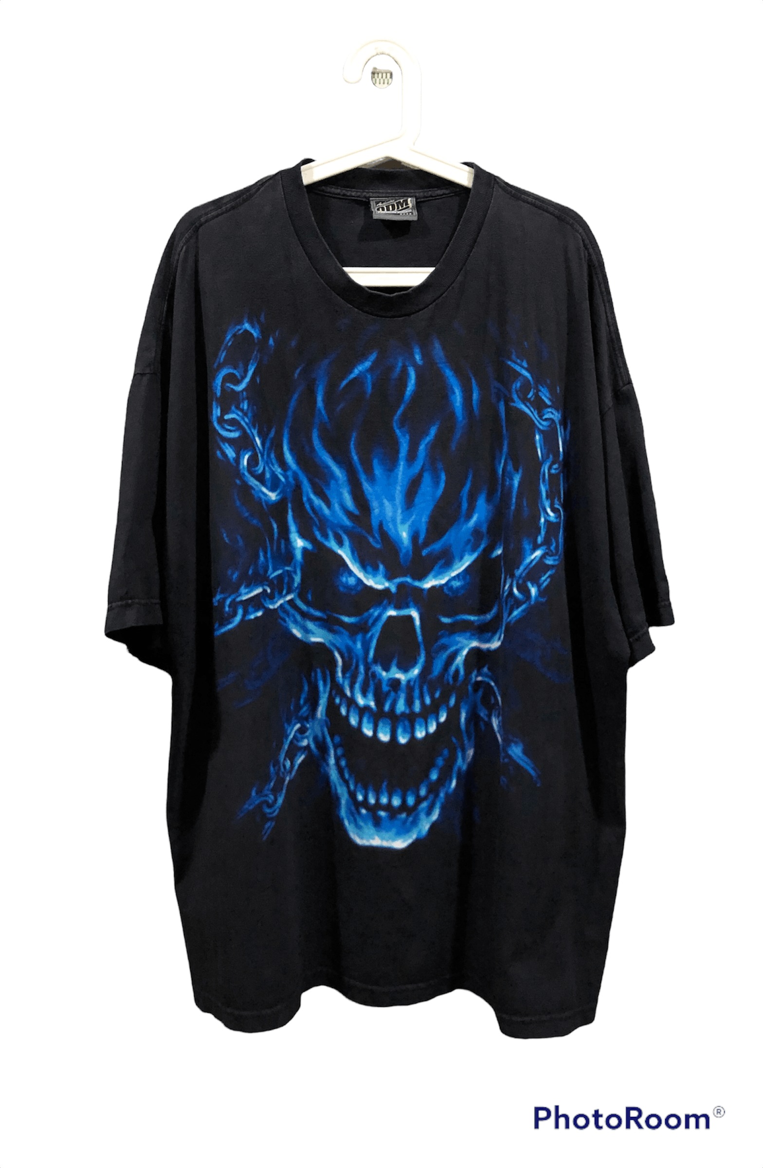 ODM Vintage ODM Big Print Blue Fire Skull Harley Davidson Tshirt Size US XXL / EU 58 / 5 - 1 Thumbnail