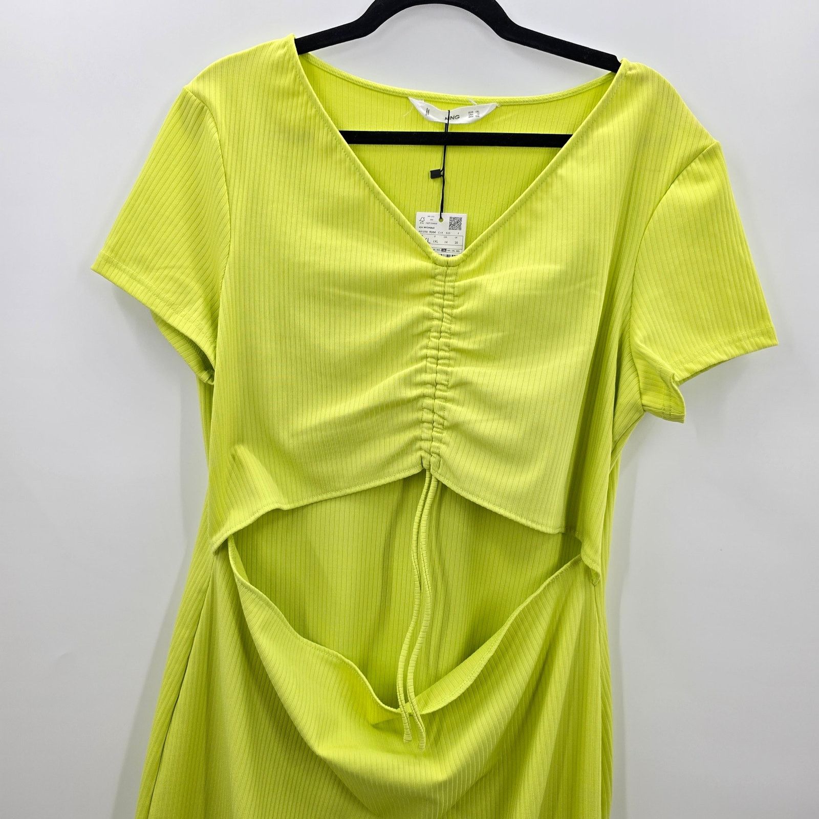 Mango Mango Green MNG Midi Short Sleeve Cutout Dress Size 14 Size XL / US 12-14 / IT 48-50 - 3 Thumbnail