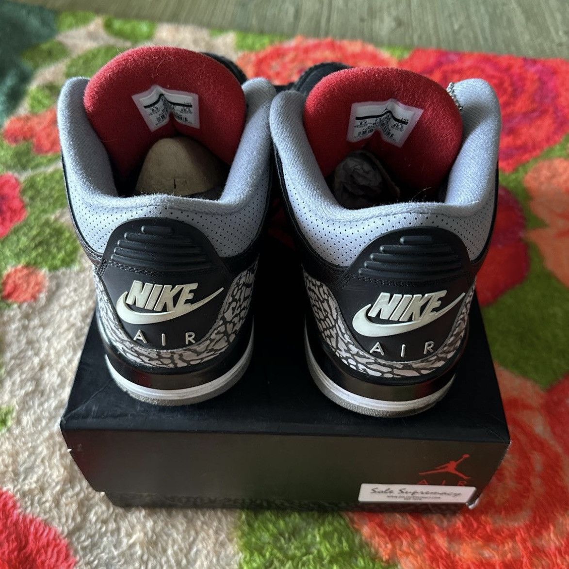 Jordan Brand × Nike Air Jordan 3 Retro Black Cement 2018 Size US 8.5 / EU 41-42 - 3 Thumbnail