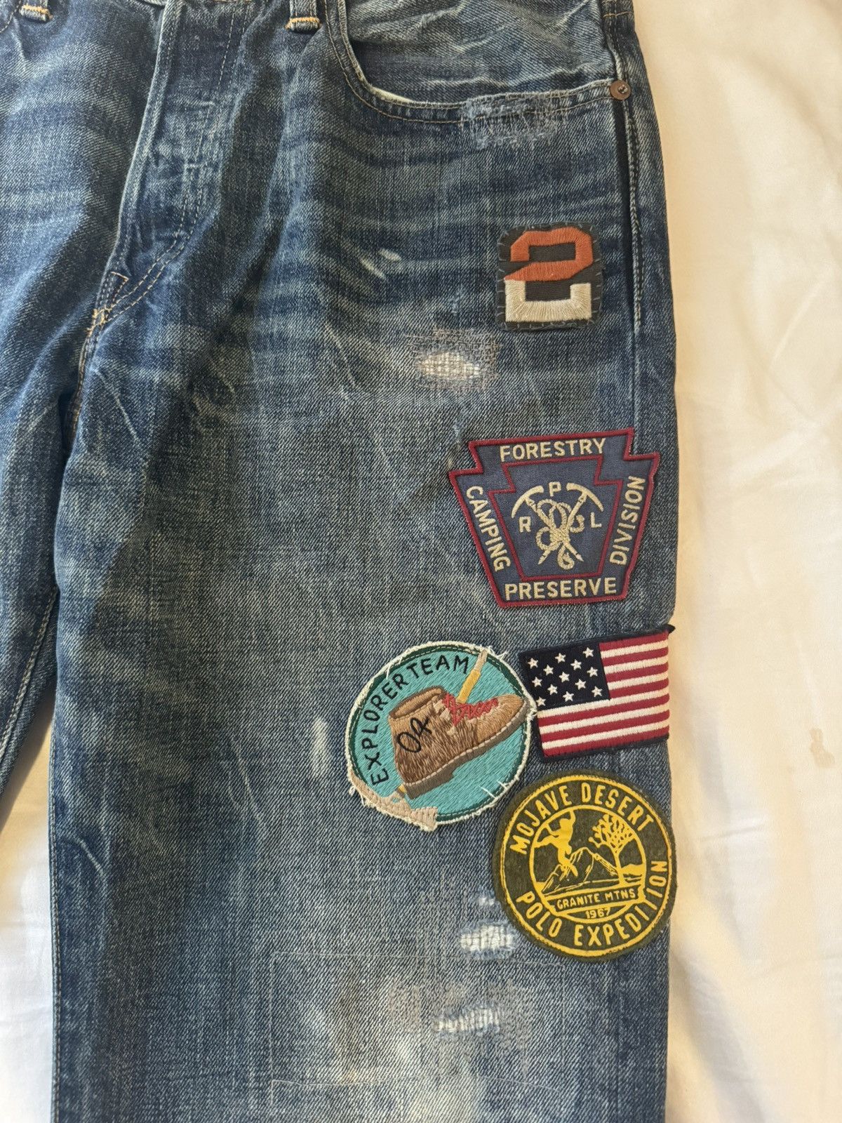 Polo Ralph Lauren Patches Distressed Classic Fit Jeans Size US 30 / EU 46 - 2 Thumbnail