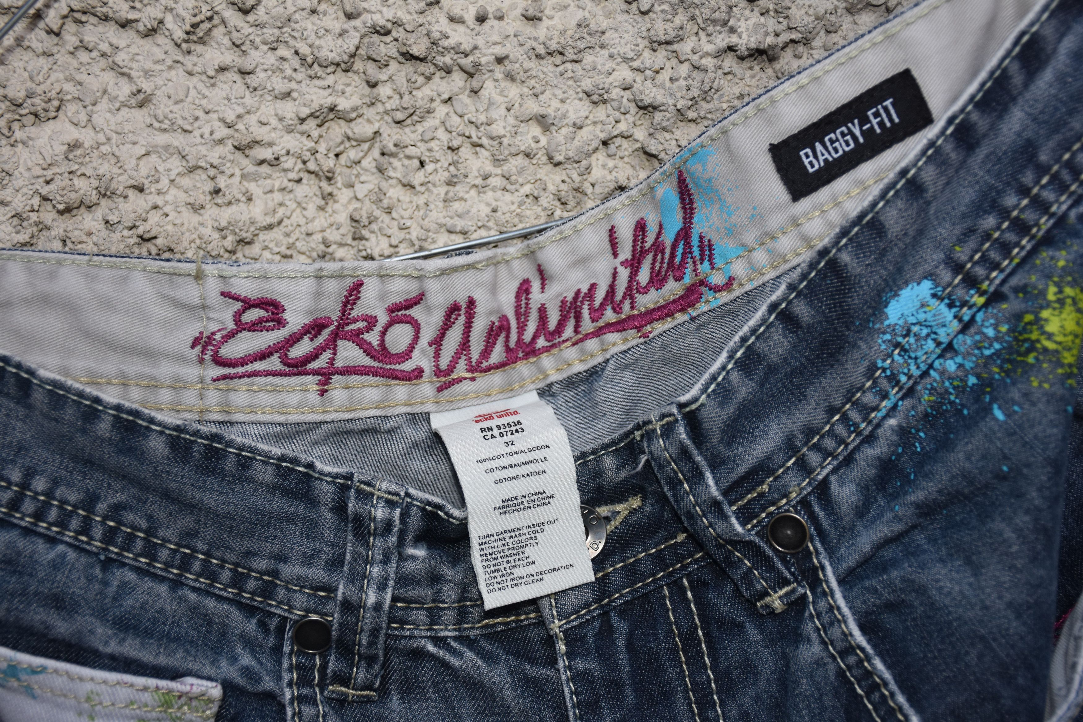 JNCO Vintage Ecko Unltd. shorts baggy pants art graffiti cash 90s Size US 32 / EU 48 - 4 Thumbnail