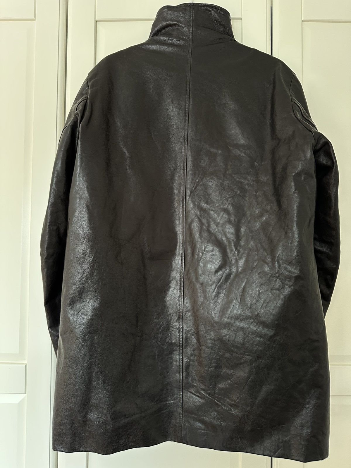 Daniele Basta Long High Neck Leather Jacket With Thindown Padding Size US L / EU 52-54 / 3 - 3 Thumbnail