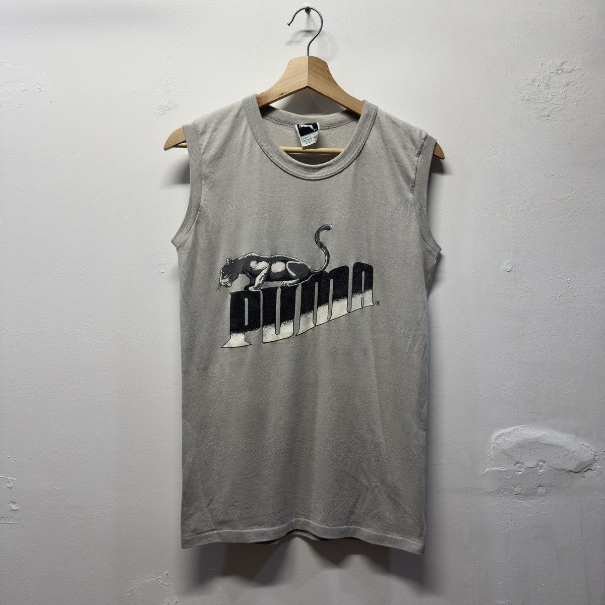 Vintage 90s Puma Cat Tank Shirt Faded Paper Thin Distressed Size US M / EU 48-50 / 2 - 1 Thumbnail