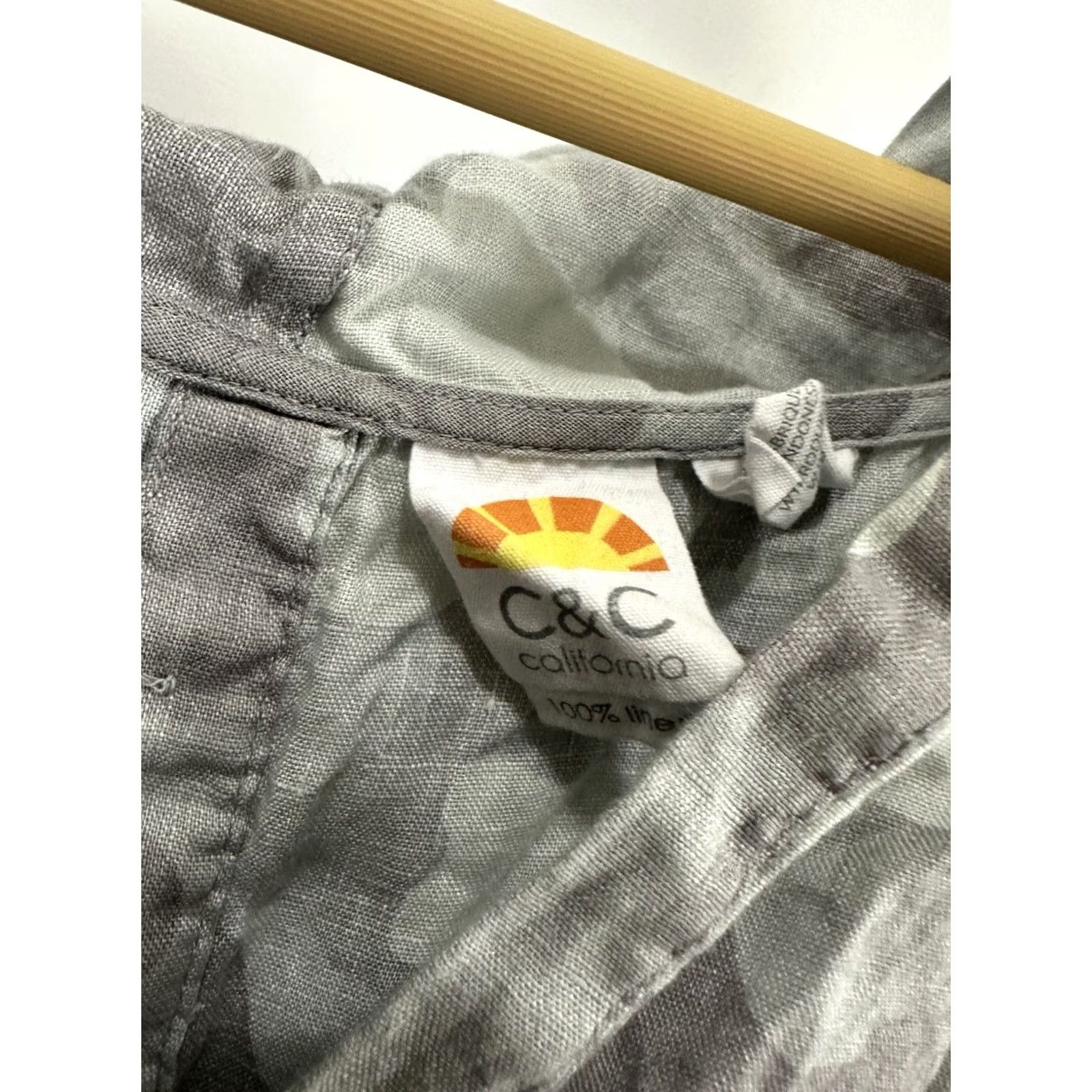Vintage VINTAGE C&C California Tunic Top 3X Linen Gray Camouflage Hoodie Oversized Lagenlook Size XXL / US 16-18 / IT 52-54 - 4 Thumbnail