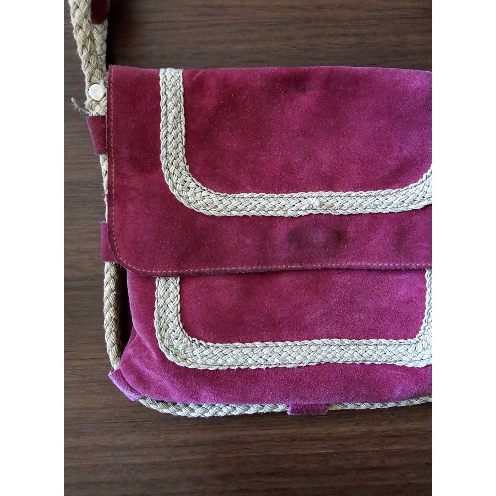 Vintage VINTAGE 1960s 1970s Foxmoor Suede Leather Italian Purse Boho Pink Shoulder Bag Womens Purse 9.5" 8.5" 17" Strap Size ONE SIZE - 4 Thumbnail