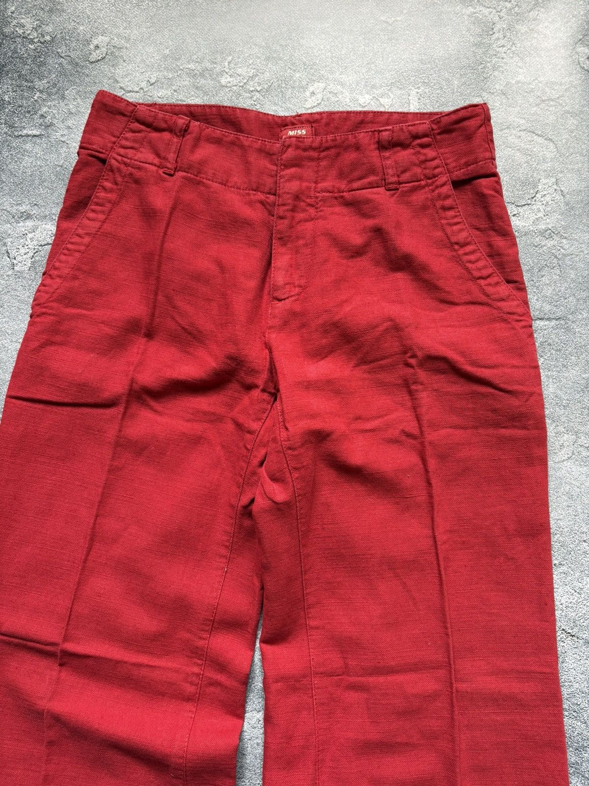 Miss Sixty Vintage 00s Miss Sixty Y2K Cotton Linen Red Wide Leg Pants Size 25" / US 0 / IT 36 - 7 Thumbnail