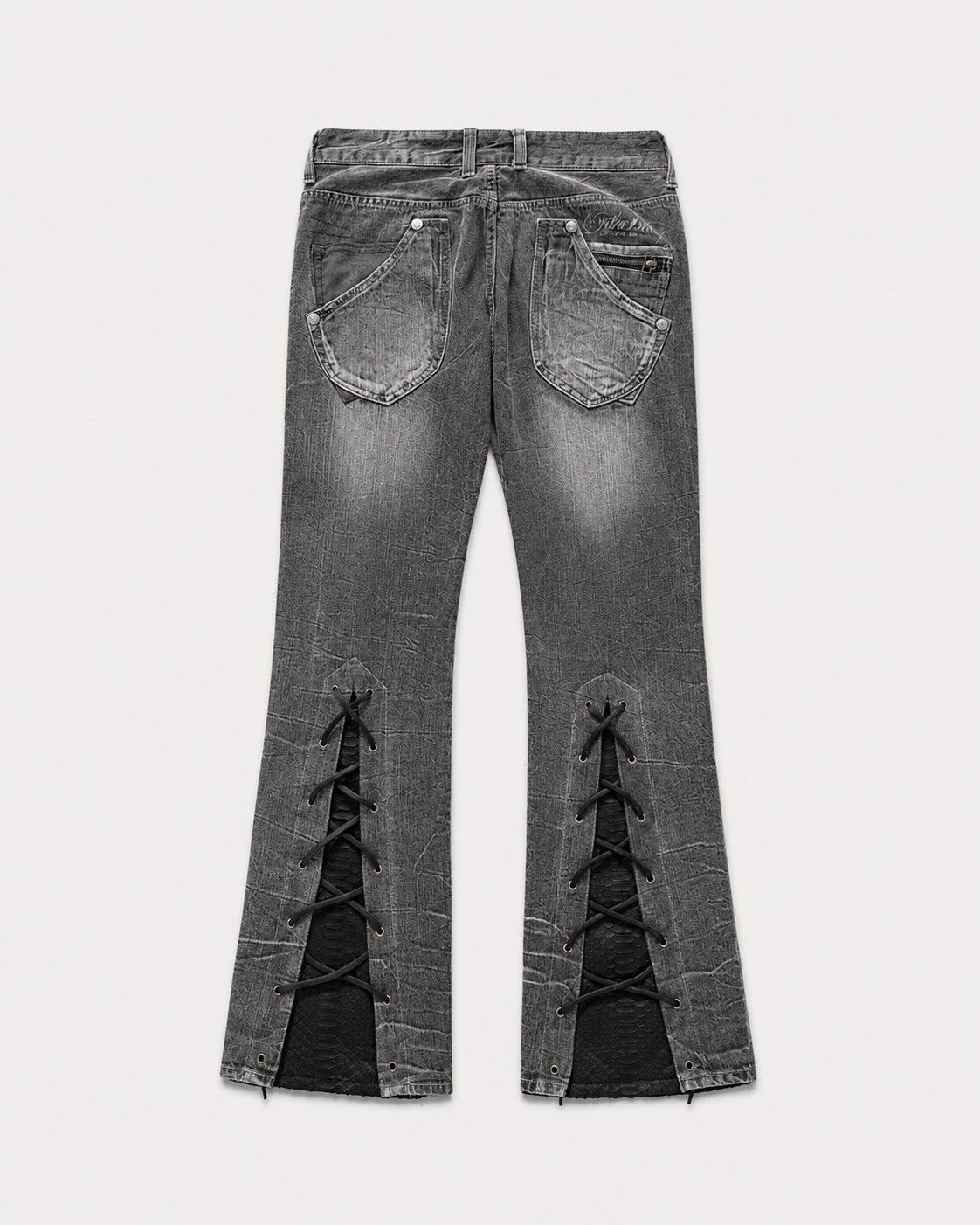 Japanese Brand Doublefocus l lace up flare jeans Size US 29 - 2 Thumbnail