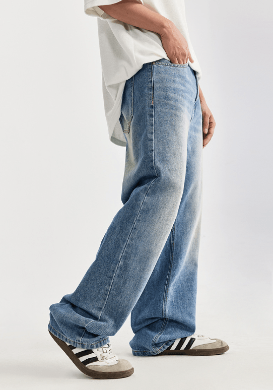 Vintage Street classic washed distressed simple straight jeans y2k Size US 34 / EU 50 - 3 Thumbnail