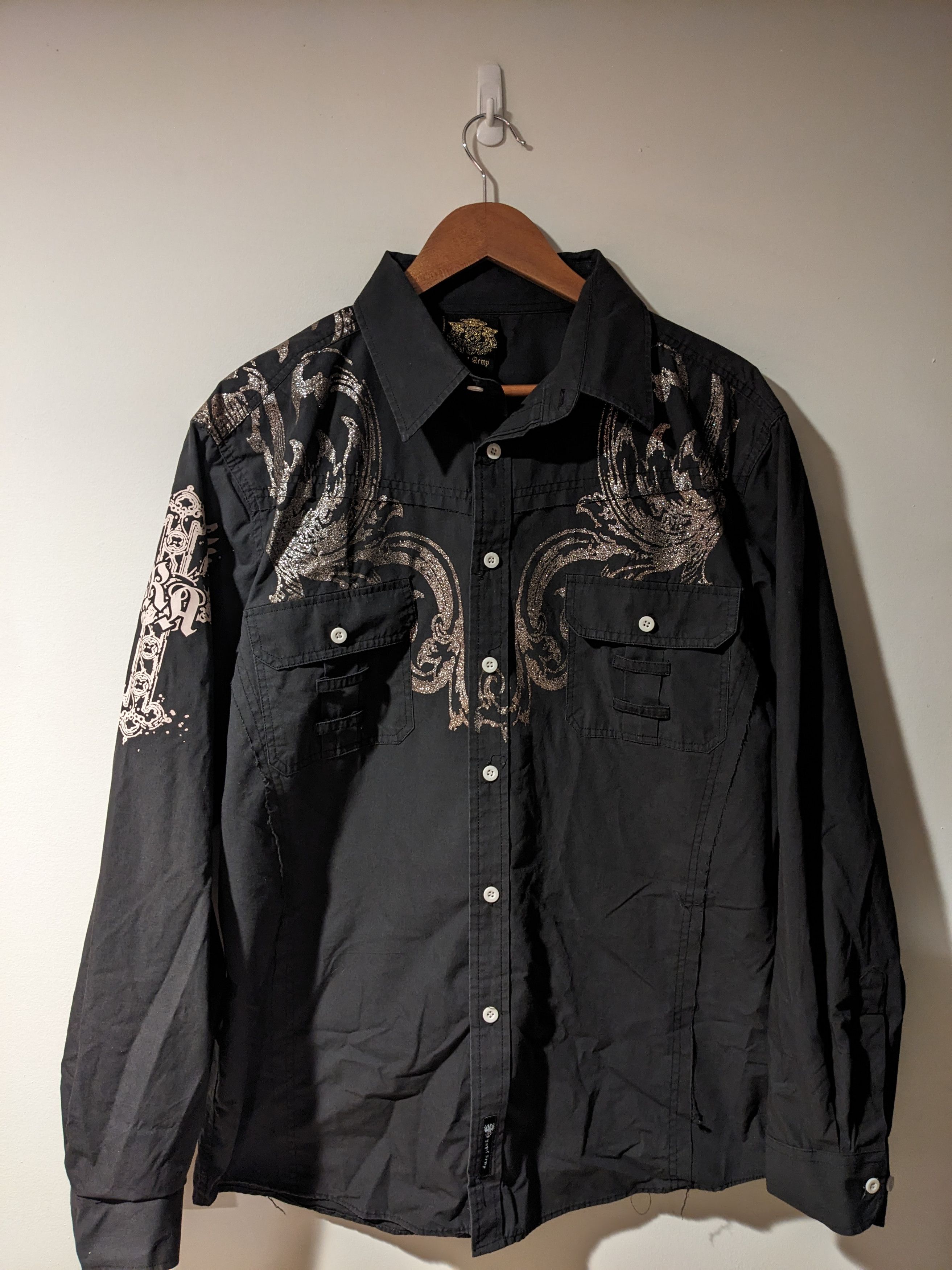 Affliction × Vintage Vintage Y2K Royal Army Affliction Inspired Button Up Shirt Size US XXL / EU 58 / 5 - 3 Thumbnail