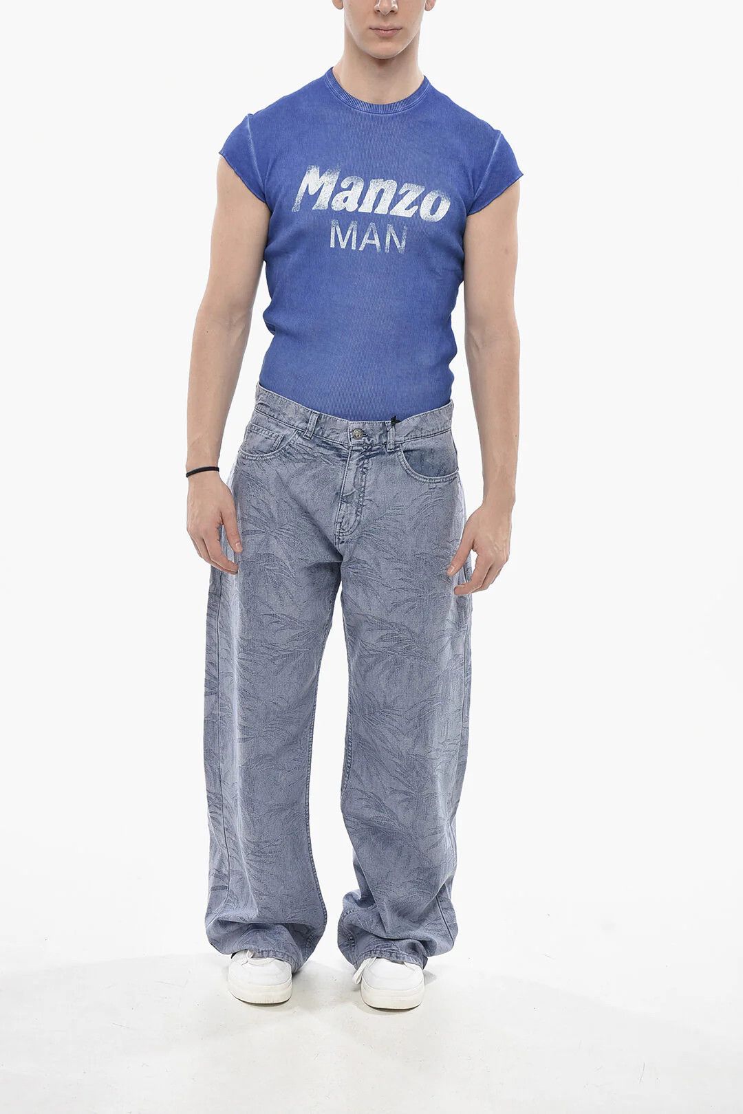 Palm Angels og1mm0326 Jacquard Cotton-Blend 5-Pocket Pant in Light Blue Size US 34 / EU 50 - 4 Thumbnail