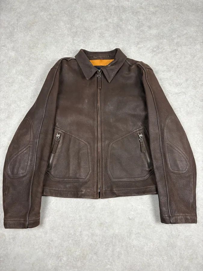 Armani 2000s Armani Brown Imperial Leather Jacket Size US M / EU 48-50 / 2 - 2 Thumbnail