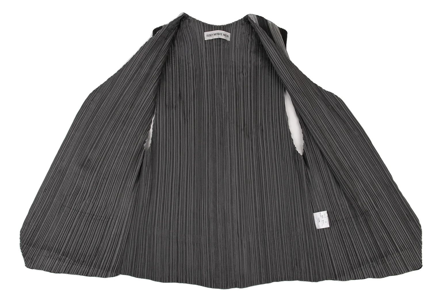 Issey Miyake Front Stripe Pleats Vest in Black and Silver, Size M Size US M / EU 48-50 / 2 - 8 Thumbnail