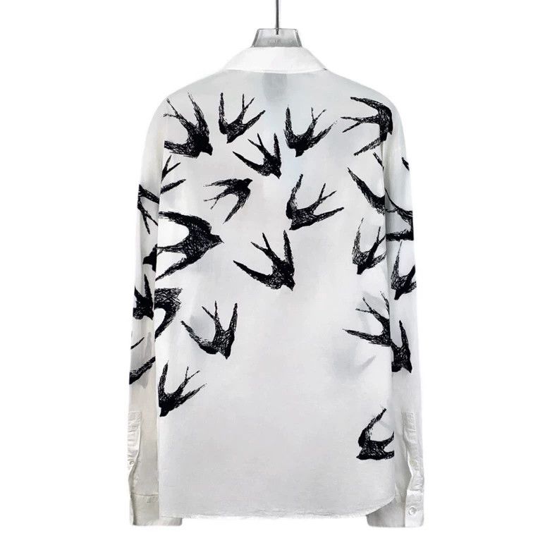 Alexander McQueen Alexander Mcqueen White swallow graffiti printed cotton la Size US M / EU 48-50 / 2 - 2 Thumbnail