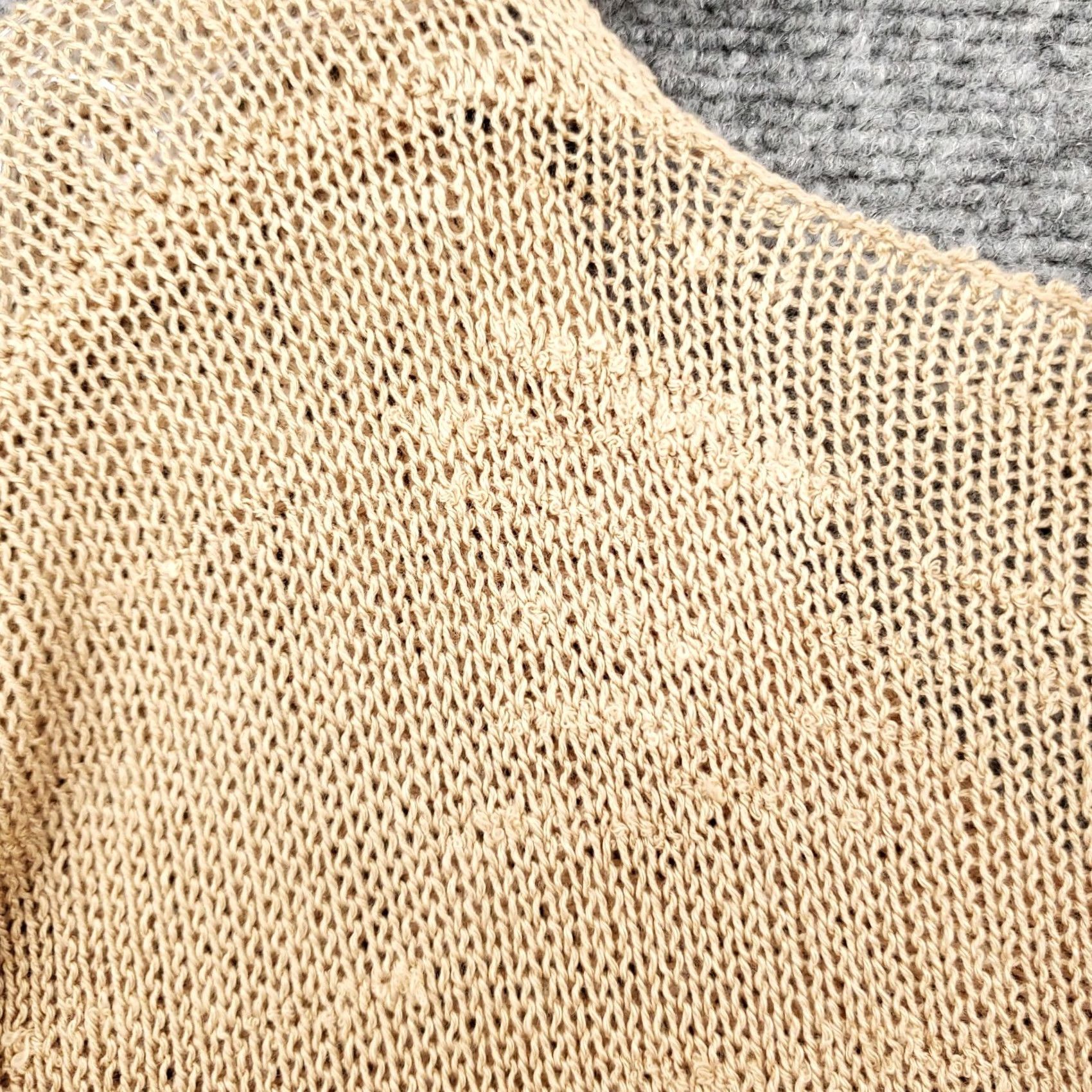 Forever 21 FOREVER 21 Sweater Womens M Beige Long Sleeve V Neck Pullover Open Knit Size M / US 6-8 / IT 42-44 - 7 Thumbnail