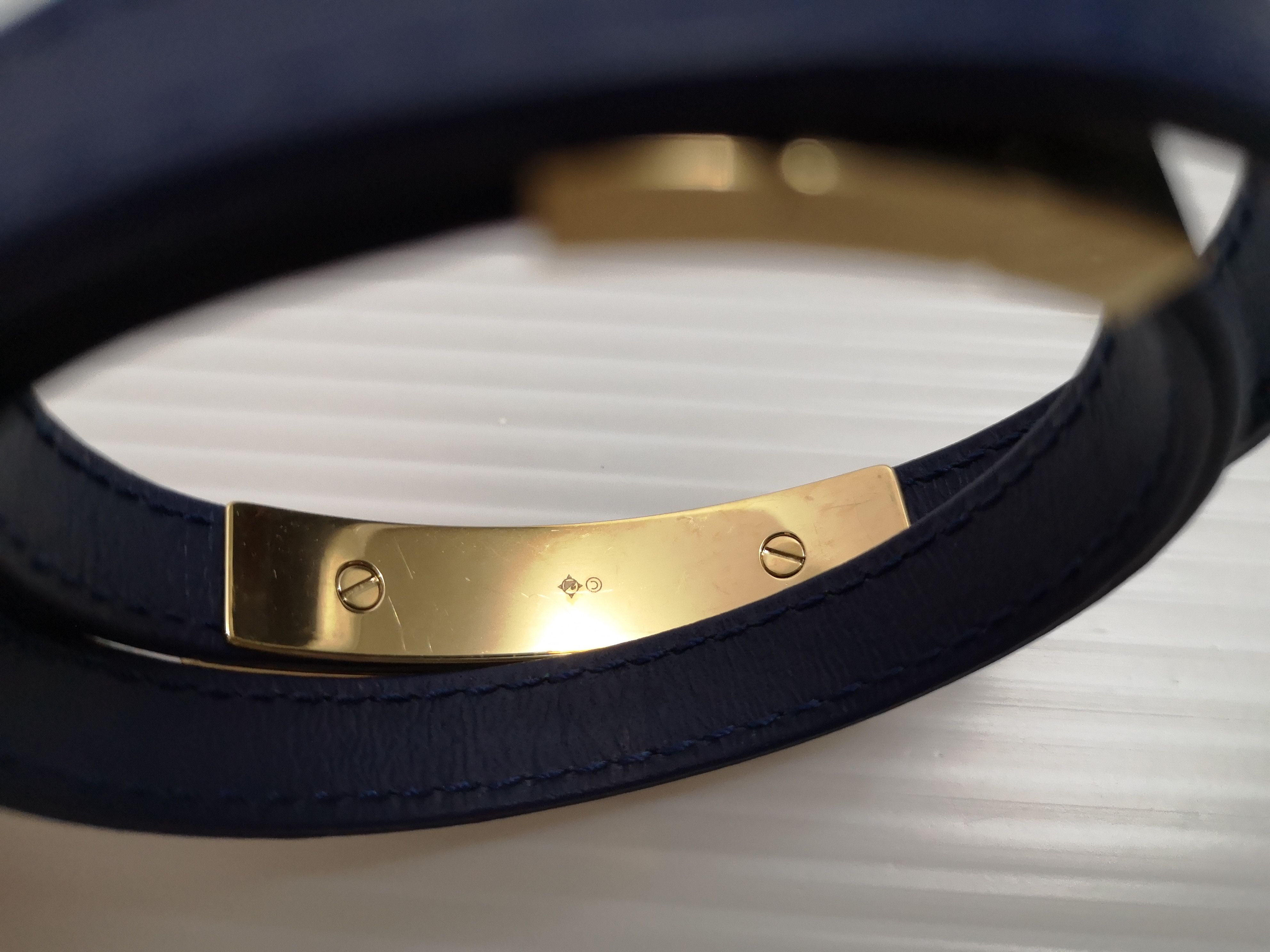 Swarovski frame clear crystal navy double real leather straps bracelet Size ONE SIZE - 8 Thumbnail