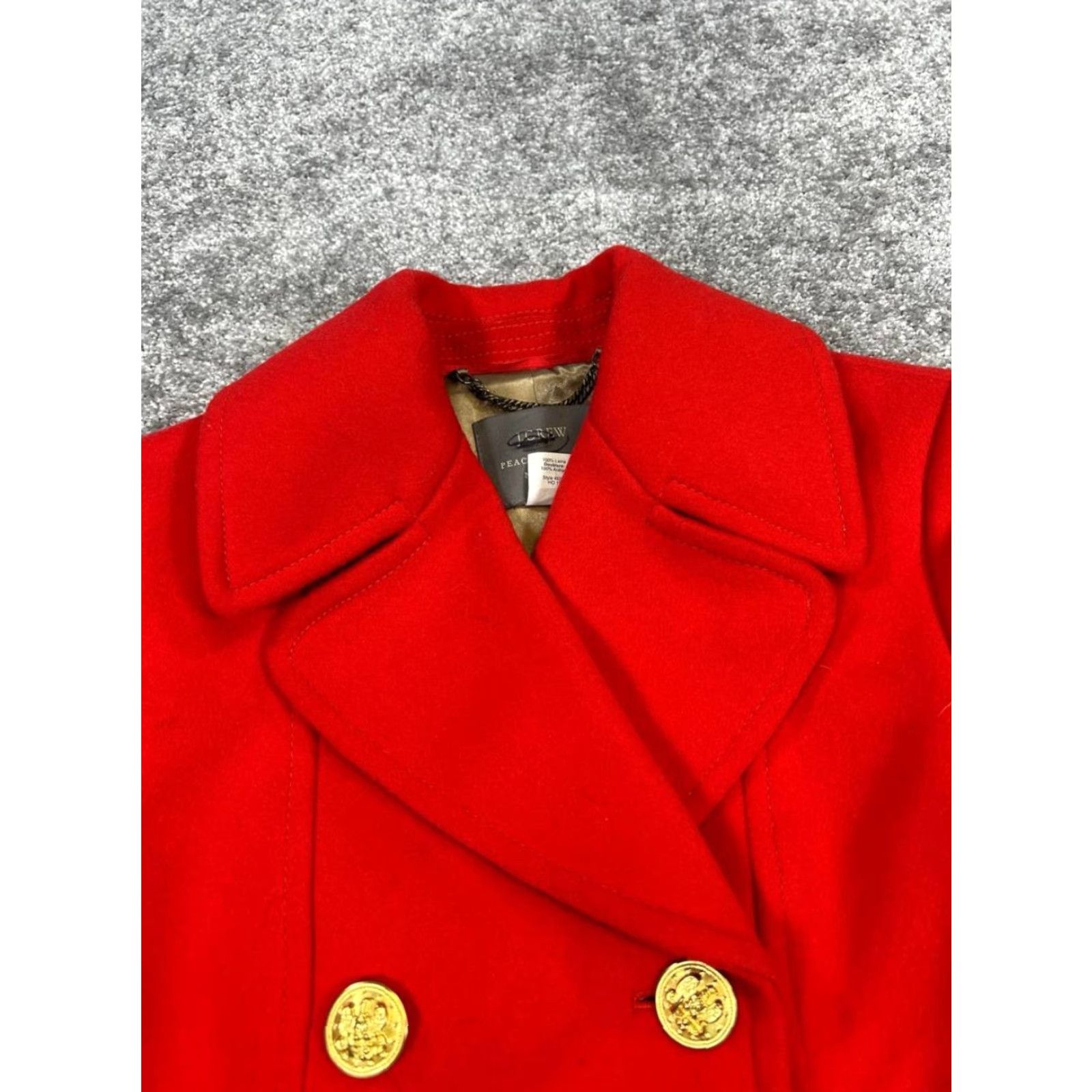 J.Crew VINTAGE J.Crew Pea Coat Women 6 Wool Red Fall Winter Casual Reg Bibfront Size M / US 6-8 / IT 42-44 - 2 Thumbnail