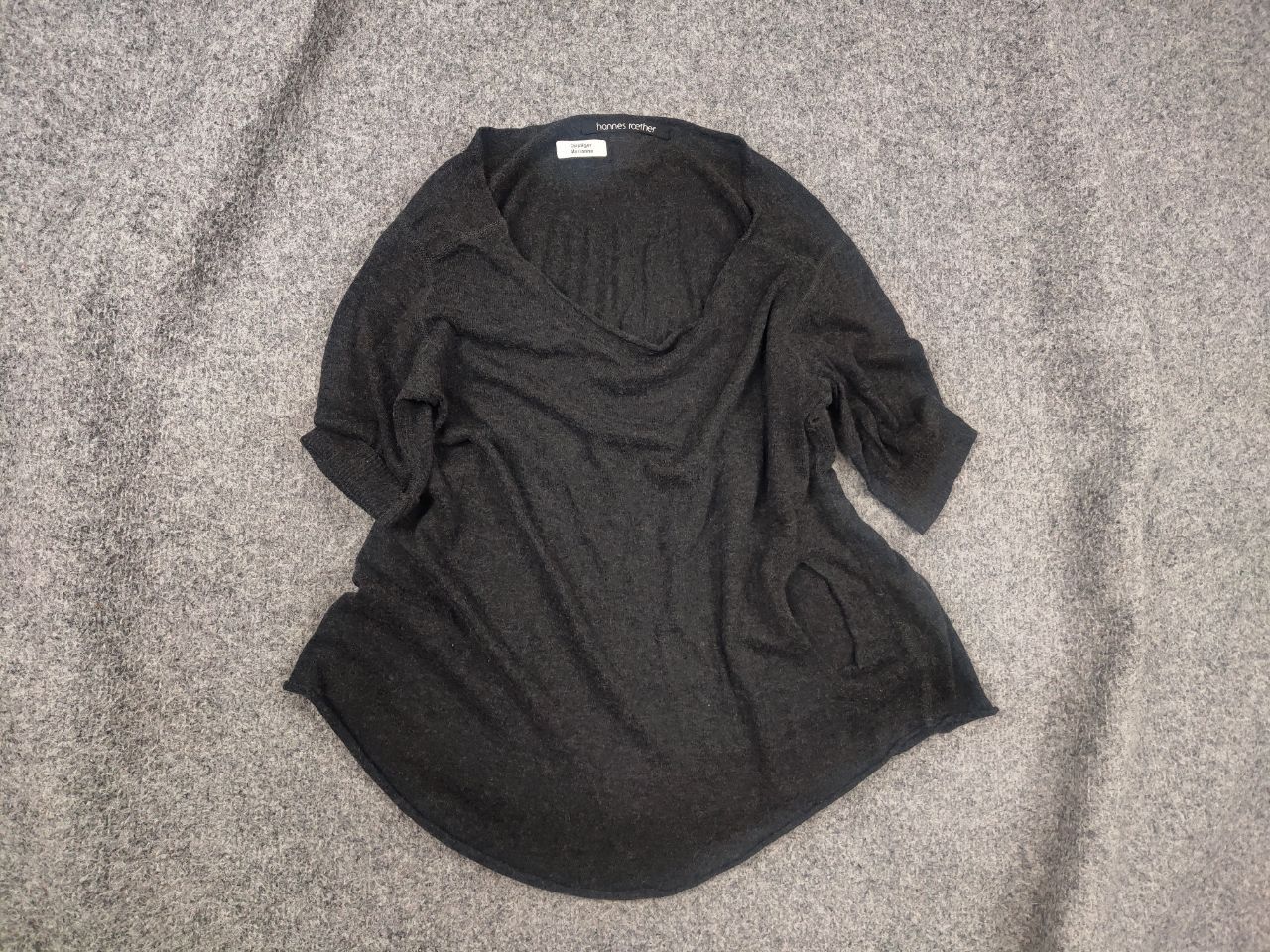 hannes roether Hannes Roether Gray knitted top short sleeves wide neckline Size S / US 4 / IT 40 - 1 Thumbnail