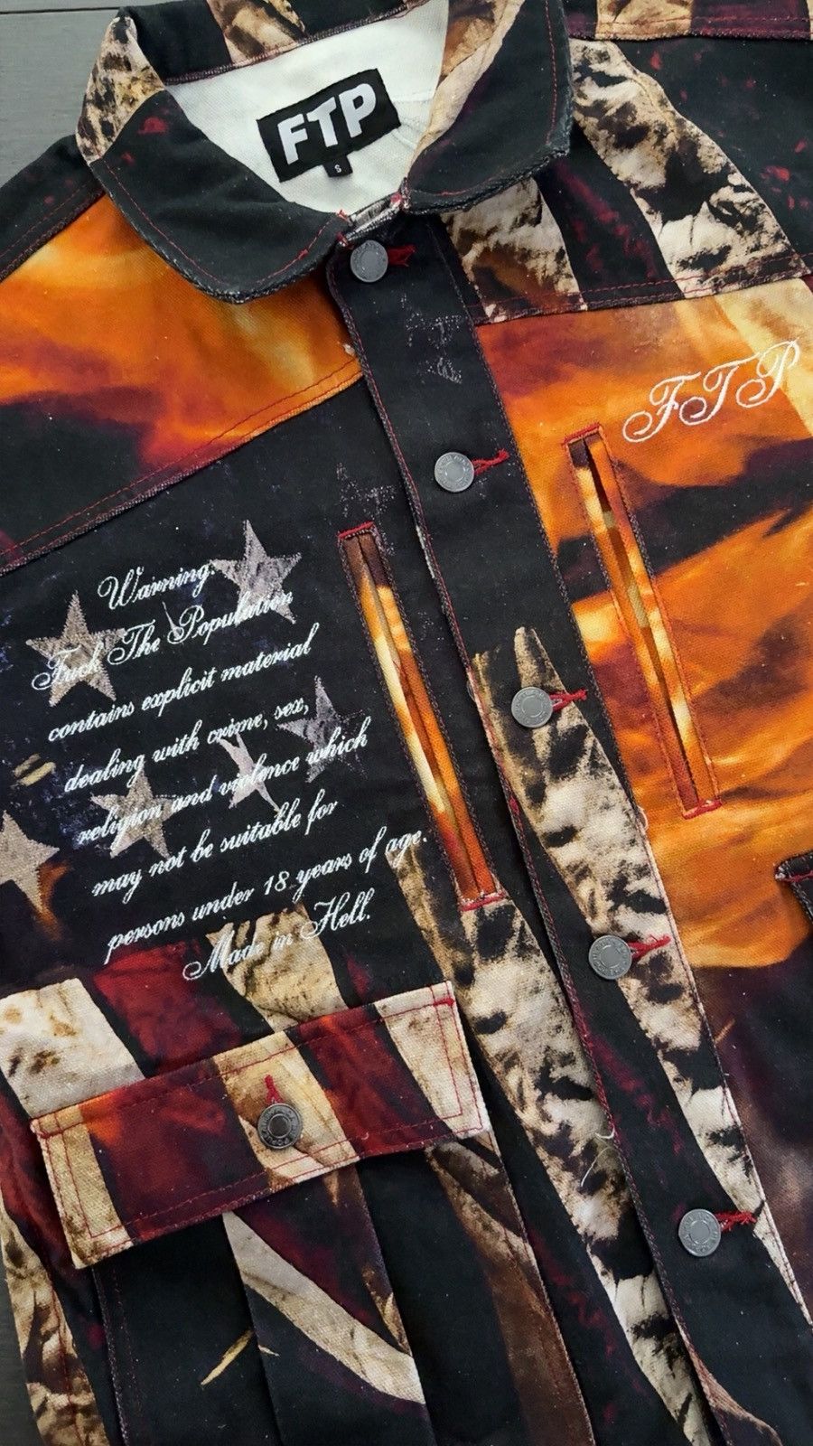 Fuck The Population FTP Pentagram Burning Flag Denim Jacket Size US S / EU 44-46 / 1 - 3 Thumbnail