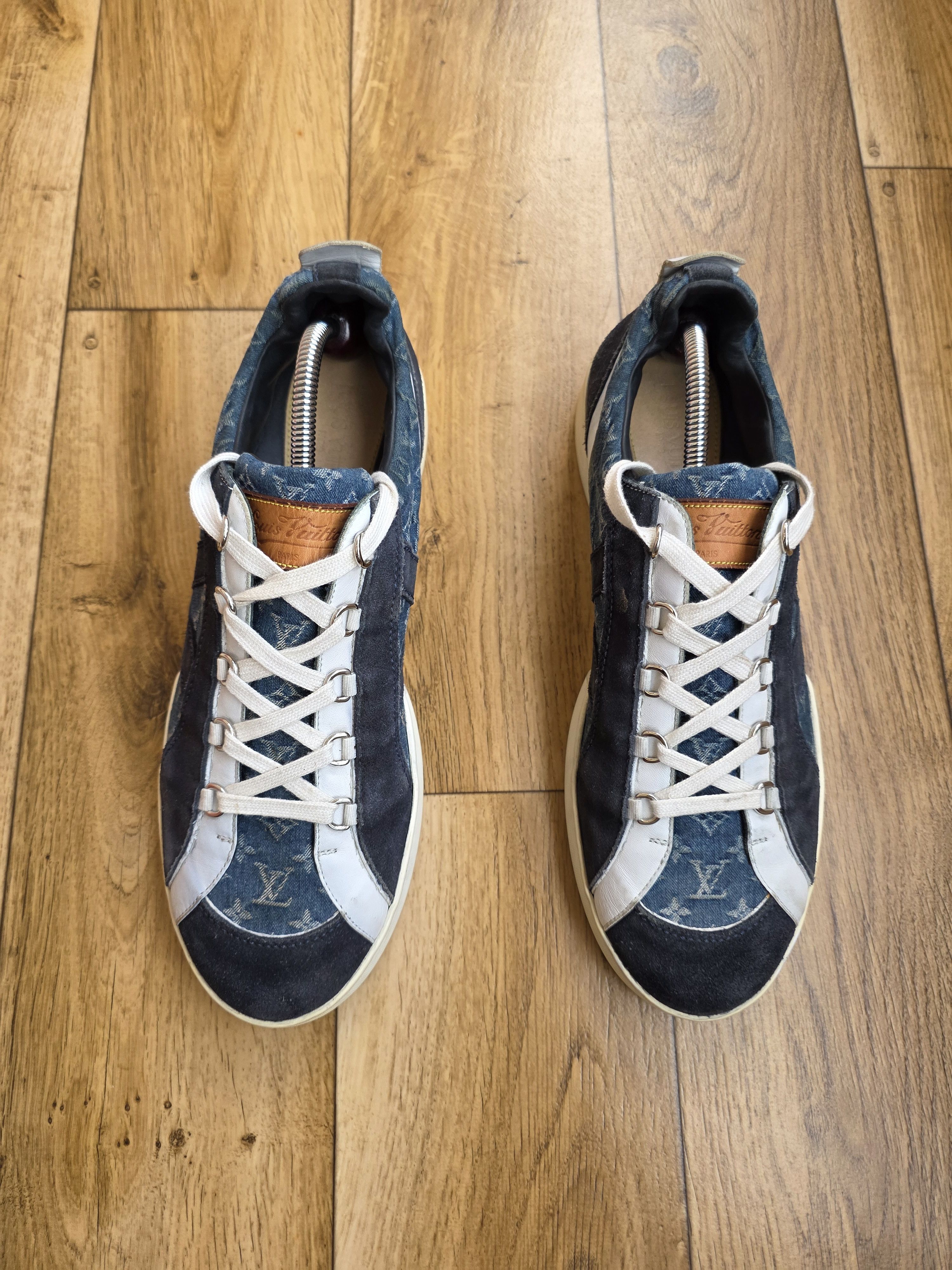 Louis Vuitton Louis Vuitton Blue Monogram Denim and Suede Sneakers Size US 11 / EU 44 - 2 Thumbnail