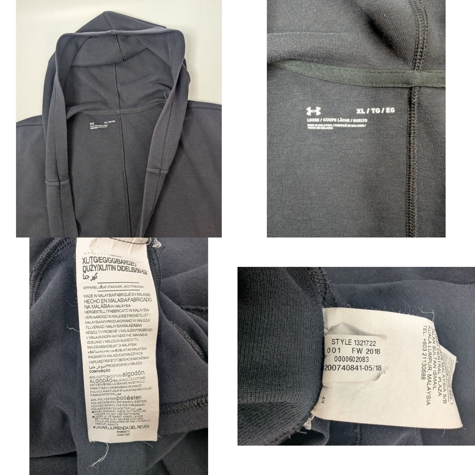 Under Armour Under Armour Hoodie Cardigan Women’s XL Black Open Front Long Sleeve Pockets Hooded Casual Activewear Size XL / US 12-14 / IT 48-50 - 8 Thumbnail