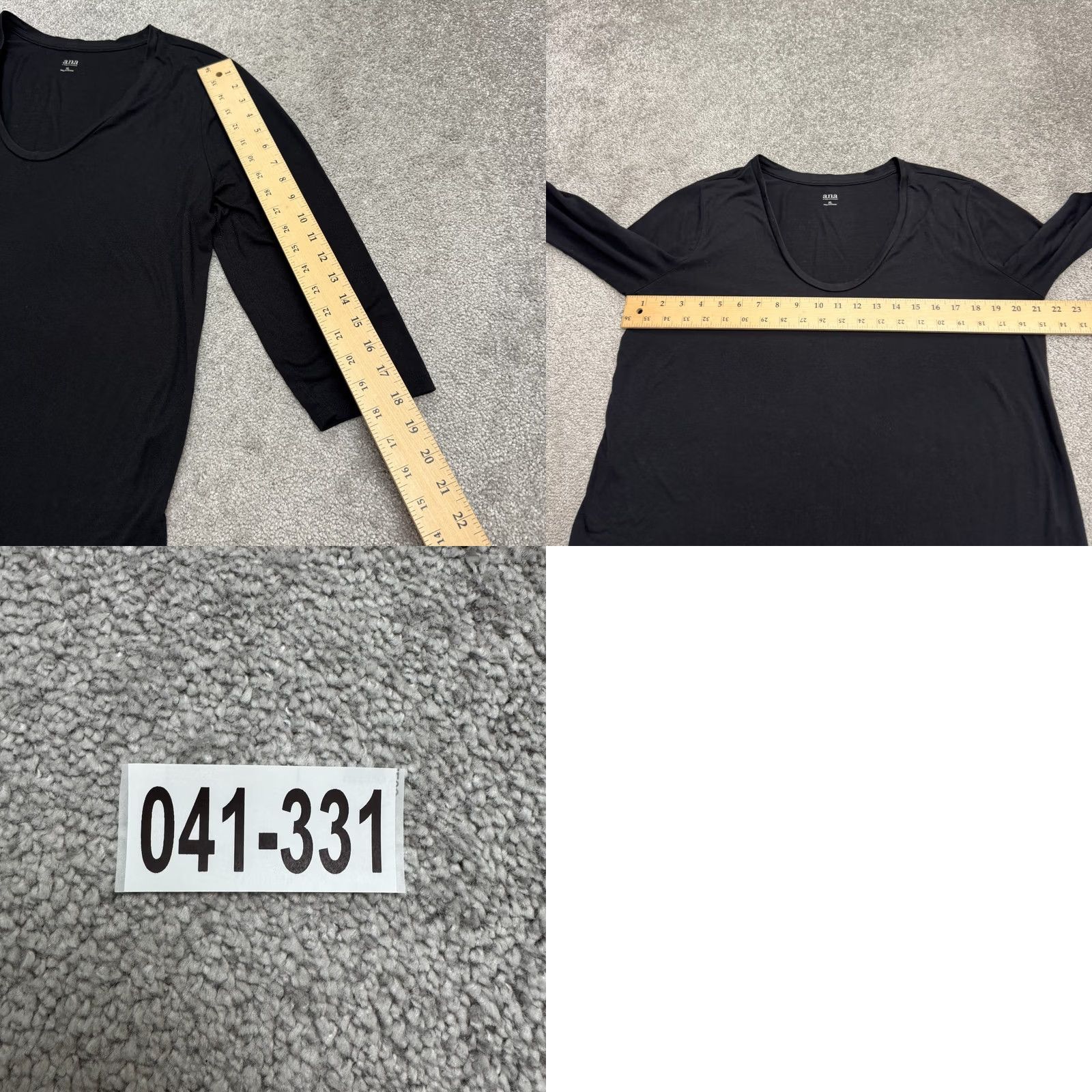 Vintage A new Approach Women's XL Black Scoop Neck Long Sleeve T-Shirt Rounded Hem Function: Basic, Breathable, Knit, Cotton, Logo, Casual Wear Size XL / US 12-14 / IT 48-50 - 8 Thumbnail