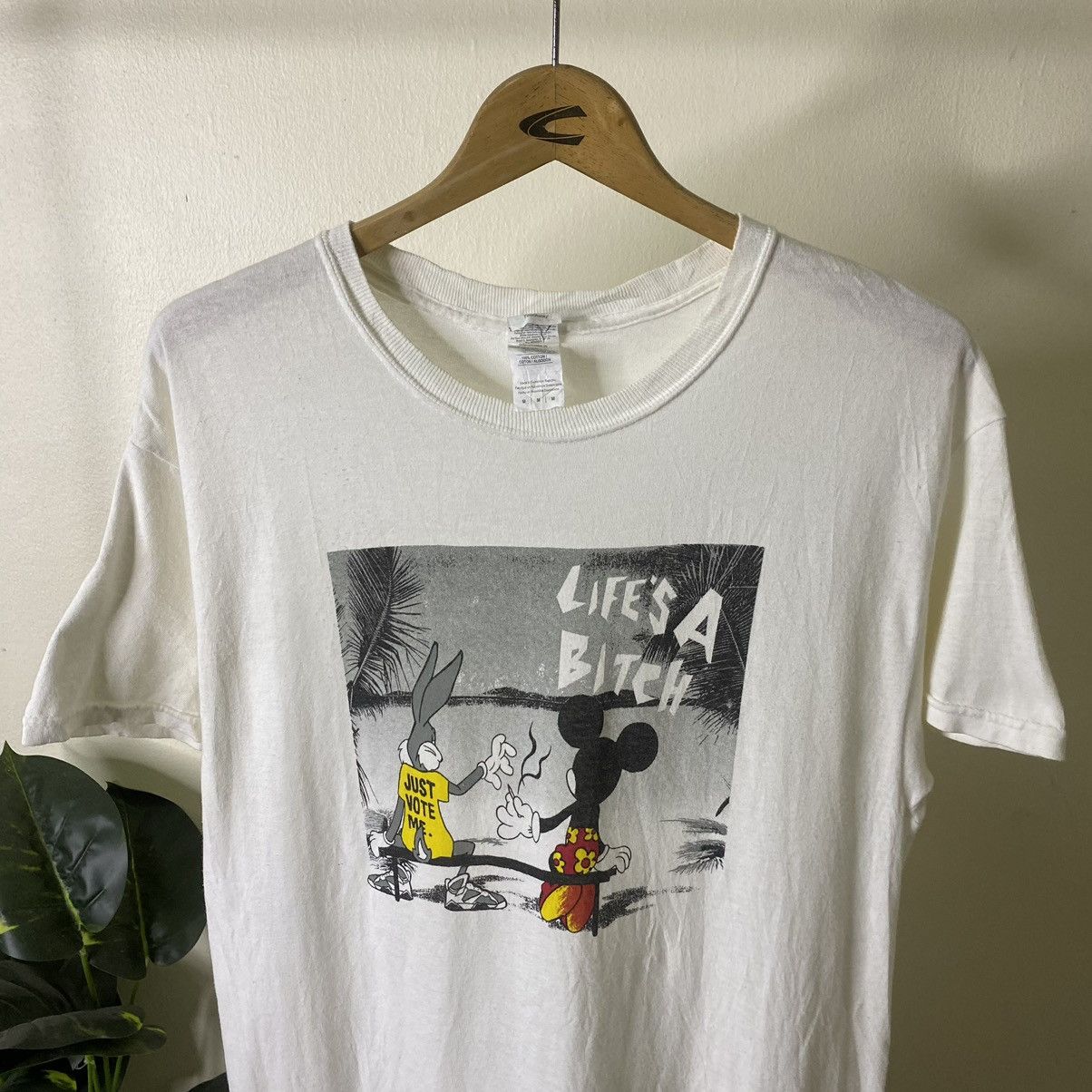 Vintage Vtg Y2K Mickey Mouse x Bugs Bunny Life's A Bitch Humor Tee Size US M / EU 48-50 / 2 - 2 Thumbnail