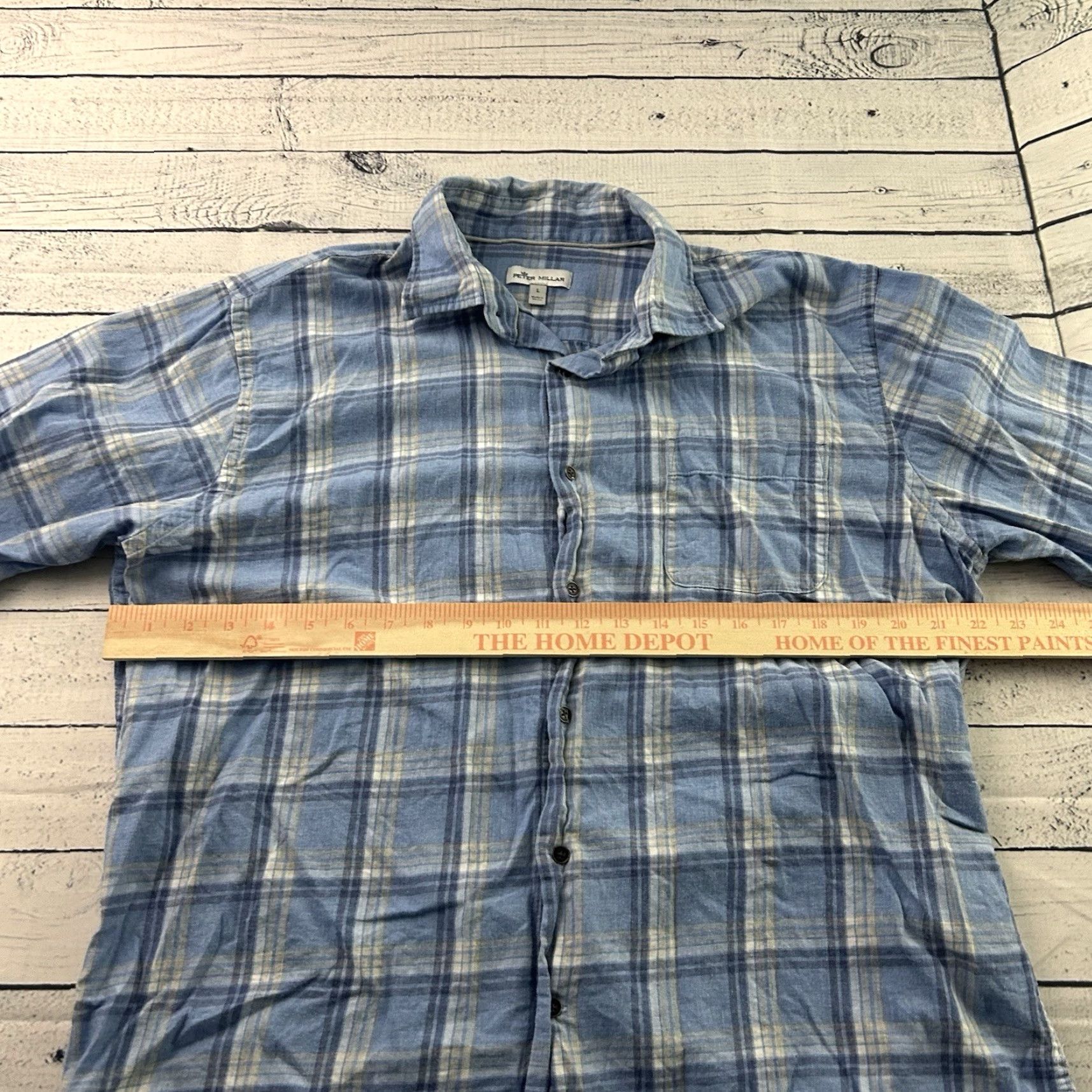 Peter Millar Peter Millar Plaid Flannel Long Sleeve Button Front Shirt Men's Large Blue Size US L / EU 52-54 / 3 - 4 Thumbnail