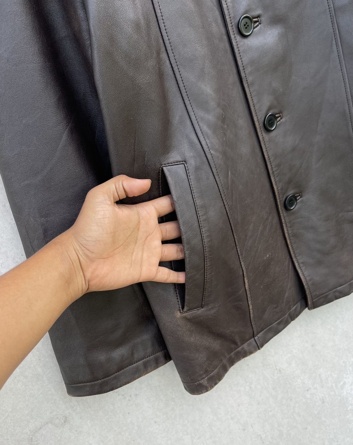 Japanese Brand Vintage Bay Leaf Sheepskin Leather Coat/Jacket Size US L / EU 52-54 / 3 - 8 Thumbnail