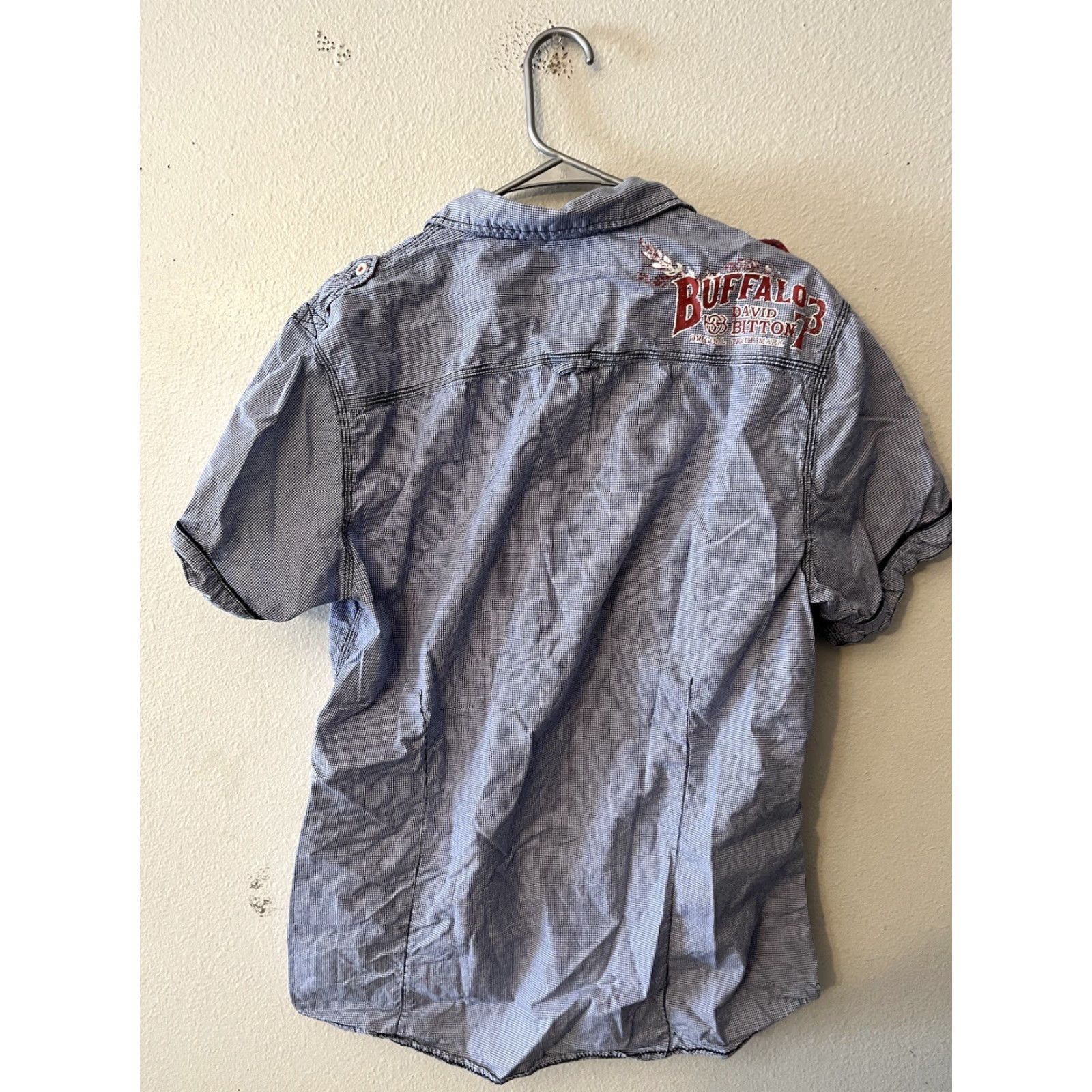 Buffalo David Bitton Buffalo by David Bitton Men's Blue Check Short Sleeve Button-Down Shirt L Size US L / EU 52-54 / 3 - 2 Thumbnail