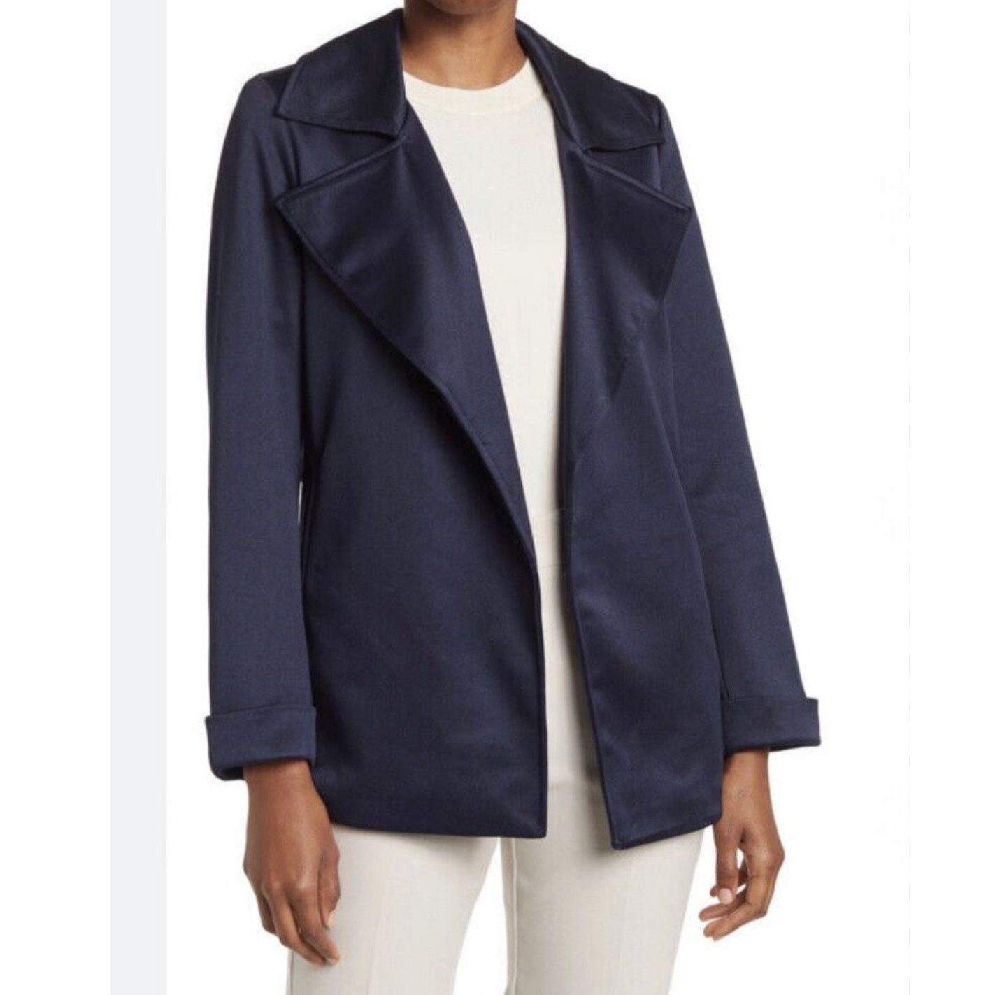 Adrianna Papell Adrianna Papell Women's Open Front Trench Jacket Blue M NWT Size M / US 6-8 / IT 42-44 - 1 Thumbnail