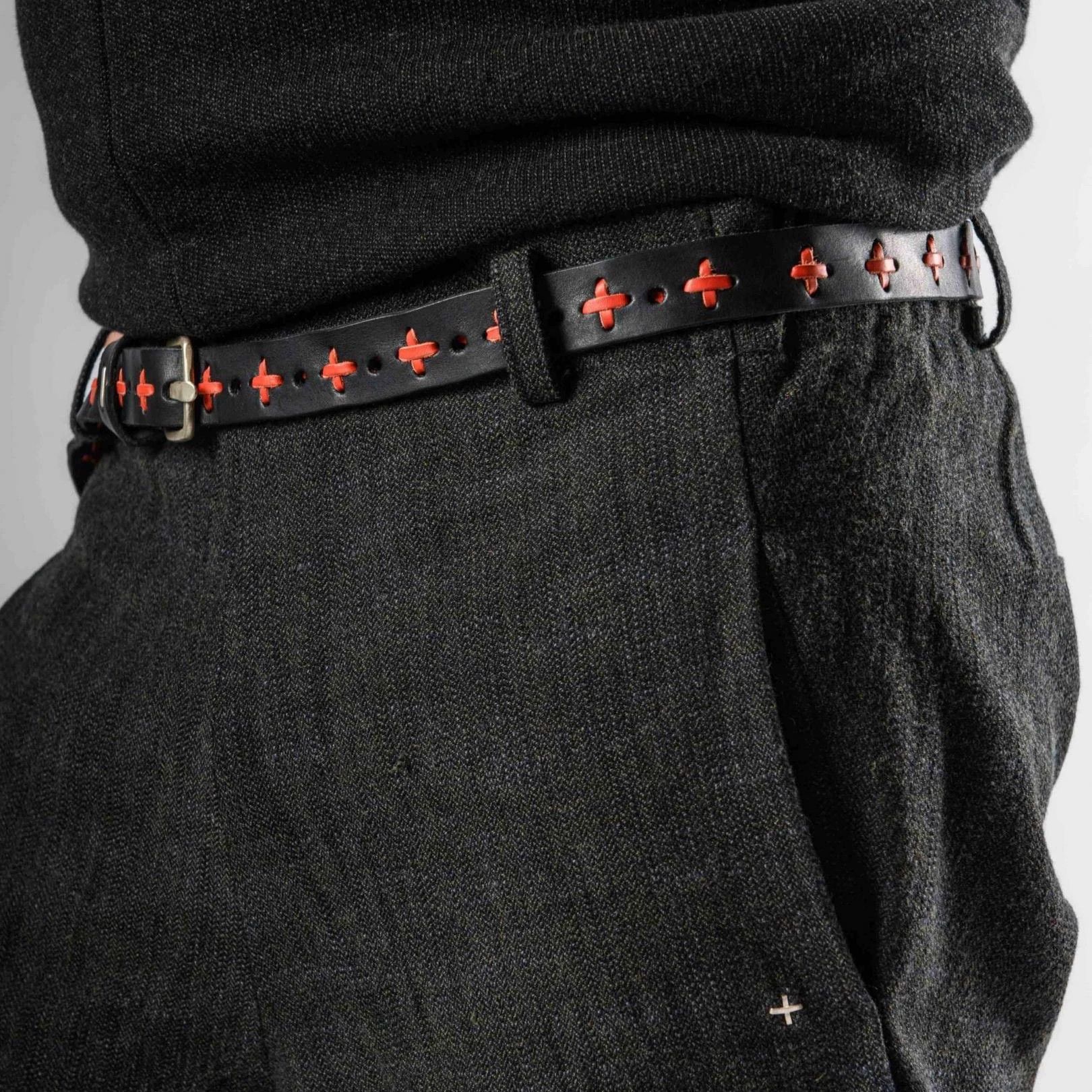 Ma+ M.A+ by Maurizio Amadei Red Woven Cross-Stitch Belt M Size ONE SIZE - 4 Thumbnail