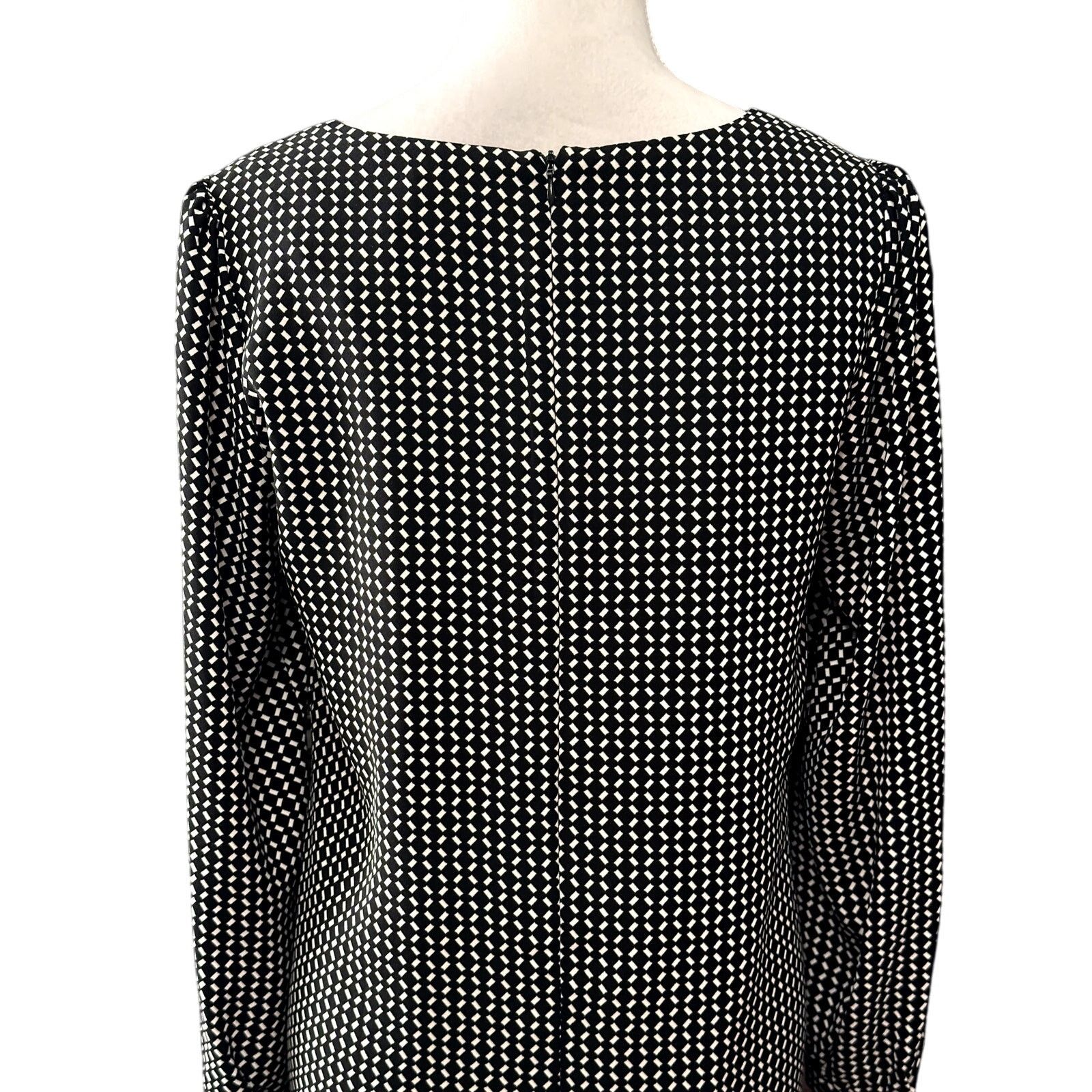 Other Lila Rose Dress Geometric V-Neck Long Sleeve Black White 6 Size M / US 6-8 / IT 42-44 - 5 Thumbnail