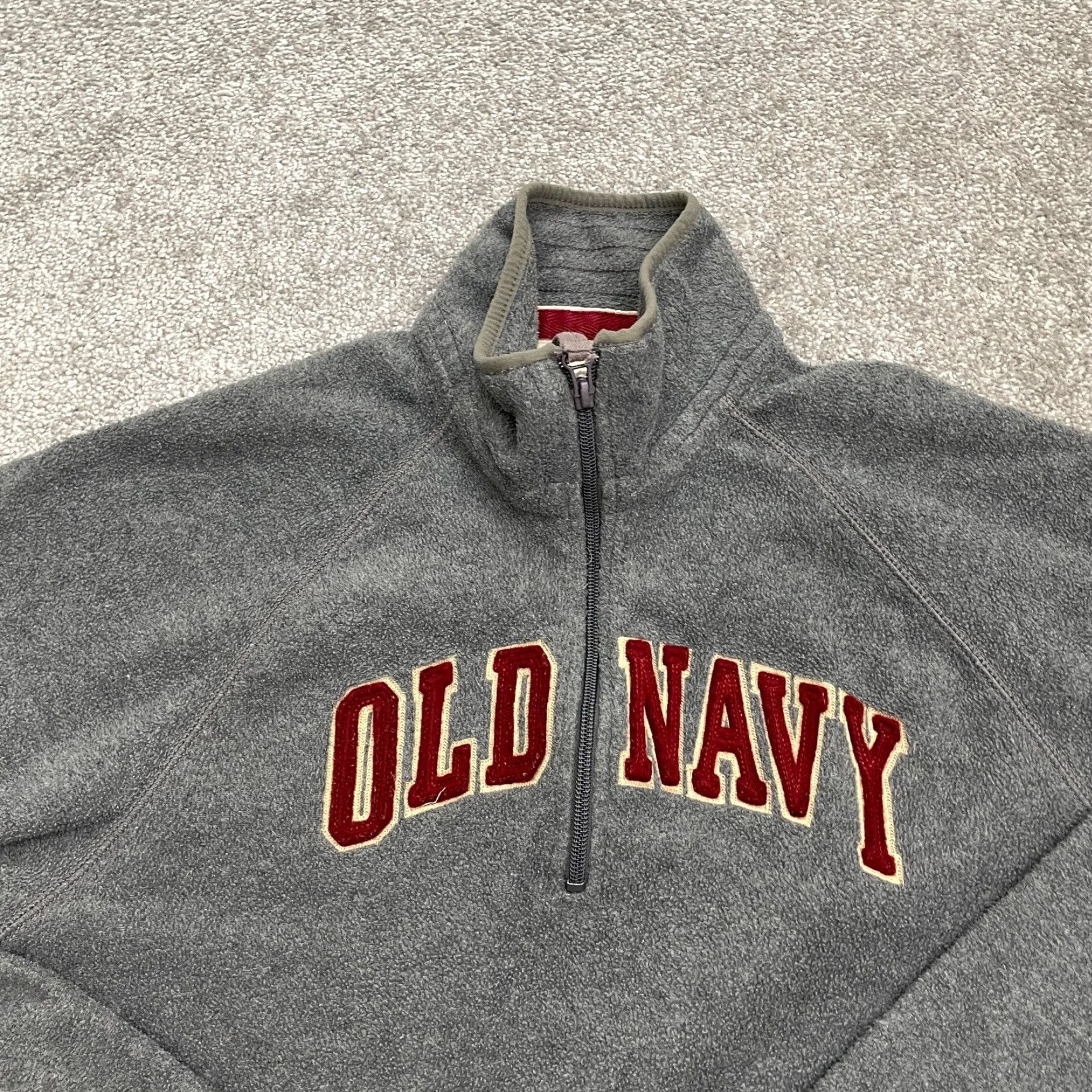 Old Navy Old Navy Sweatshirt Mens Large 1/4 Zip Mock Neck Fleece Gray Graphic Logo Pullover Size US L / EU 52-54 / 3 - 3 Thumbnail
