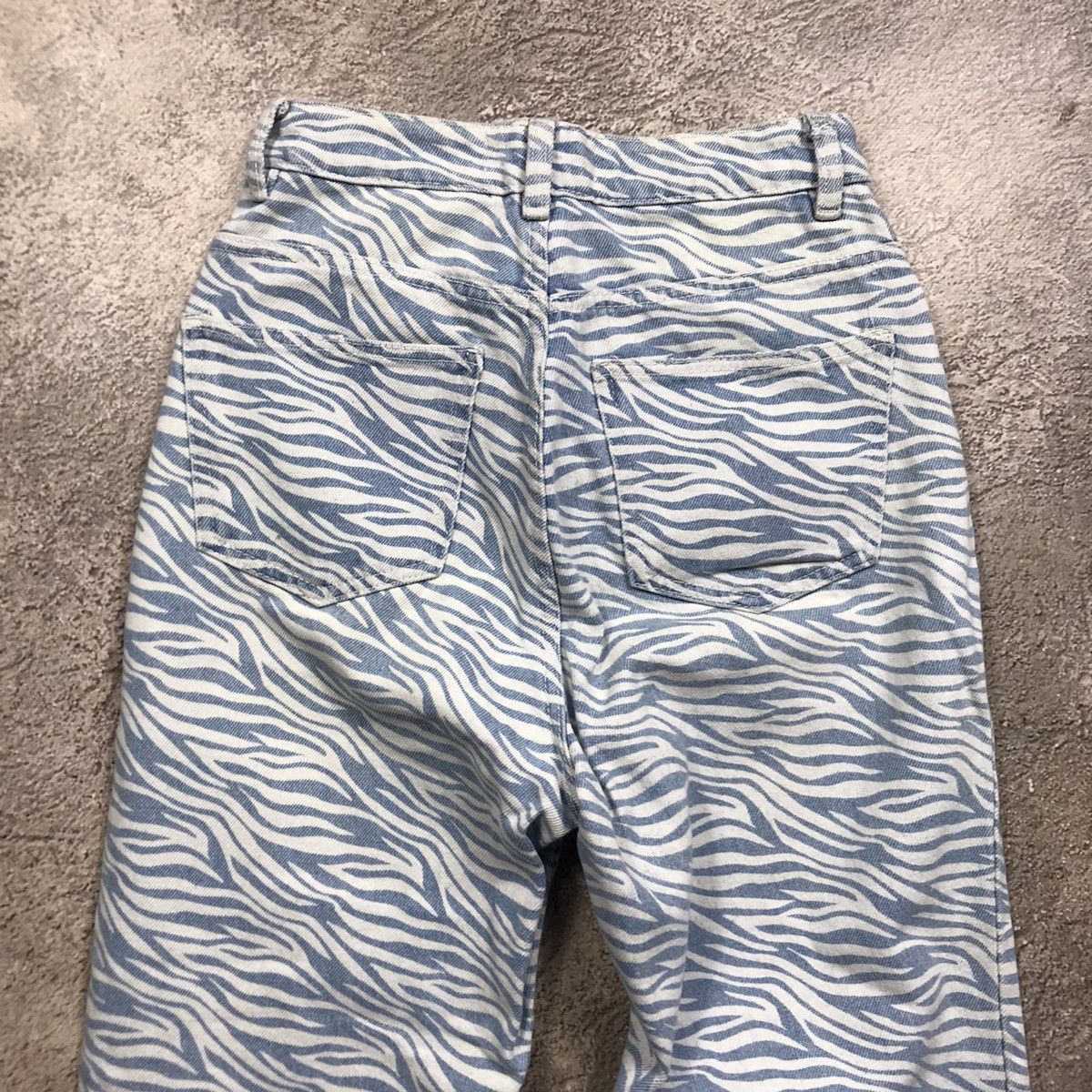 Vintage Y2K Zebra Stripe Distressed Baggy Jeans Grunge Skate Logo 24 Size 24" / US 00 / IT 34 - 5 Thumbnail