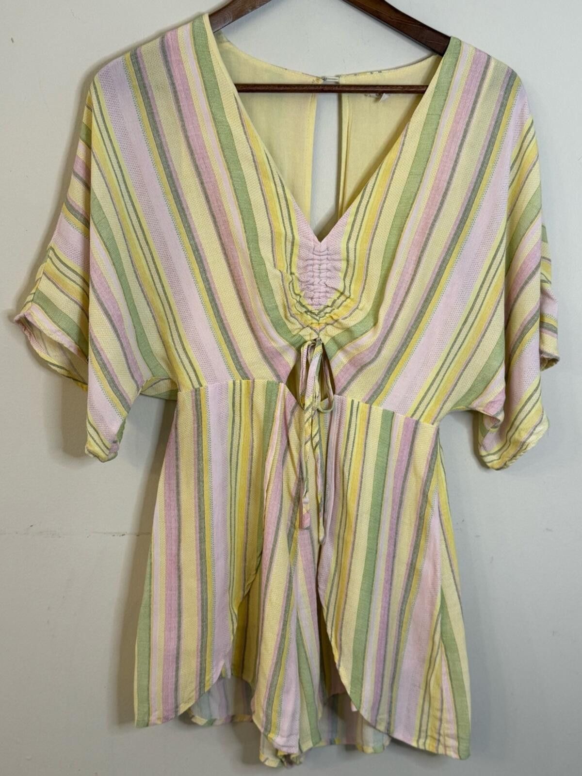 Other Le Lis pastel stripe romper open back pink green yellow SZ M Size 32" / US 10 / IT 46 - 3 Thumbnail