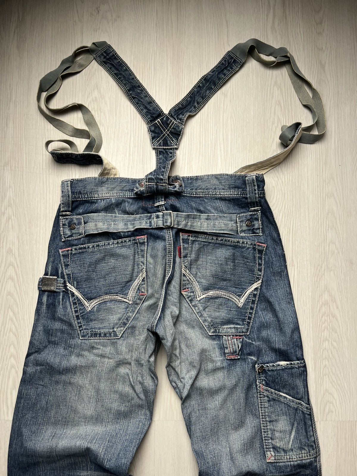 If Six Was Nine Edwin Suspender Distressed Flared Jeans Size US 30 / EU 46 - 4 Thumbnail