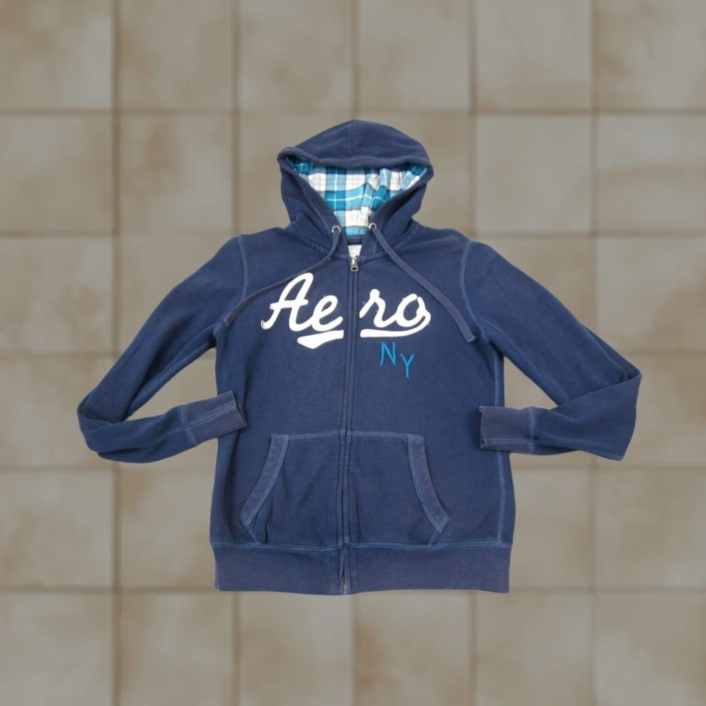 Vintage VINTAGE Aeropostale Hoodie Womens Large Blue Aero Sweatshirt 90s Full Zip Y2K Logo NY Size L / US 10 / IT 46 - 1 Thumbnail
