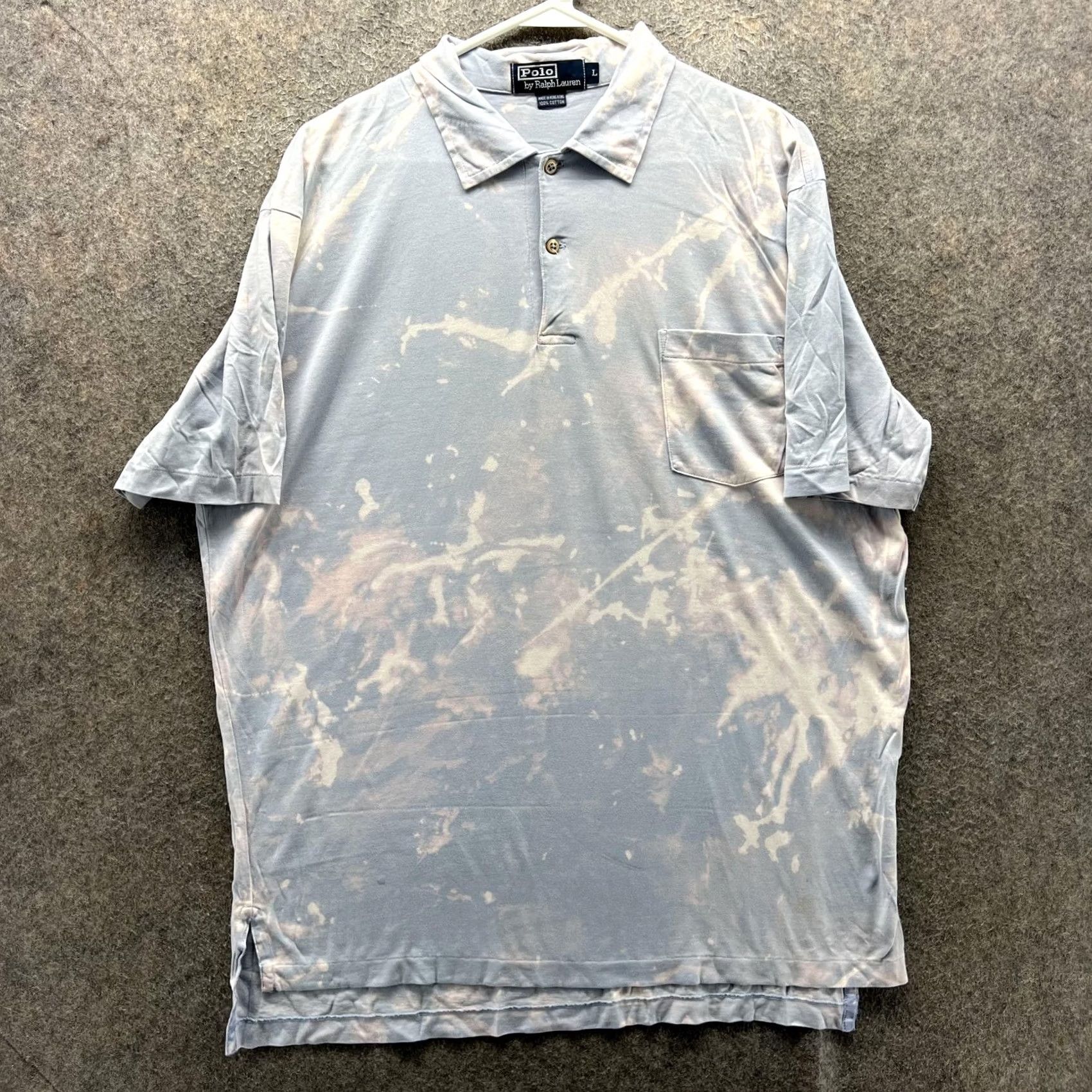 Polo Ralph Lauren VINTAGE Polo Ralph Lauren Polo Shirt Mens L Blue Bleach Dye Short Sleeve Size US L / EU 52-54 / 3 - 2 Thumbnail