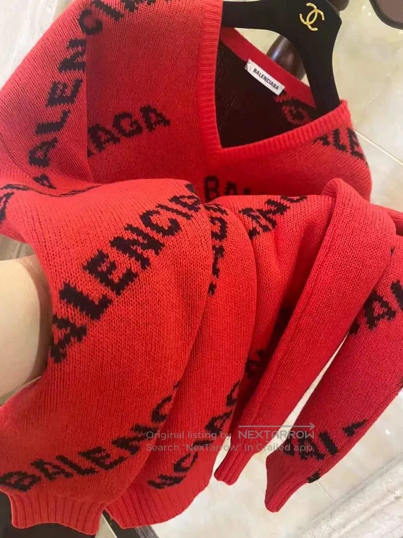 Balenciaga Balenciaga Red Full Letter Knitwear Size XS / US 0-2 / IT 36-38 - 9 Thumbnail