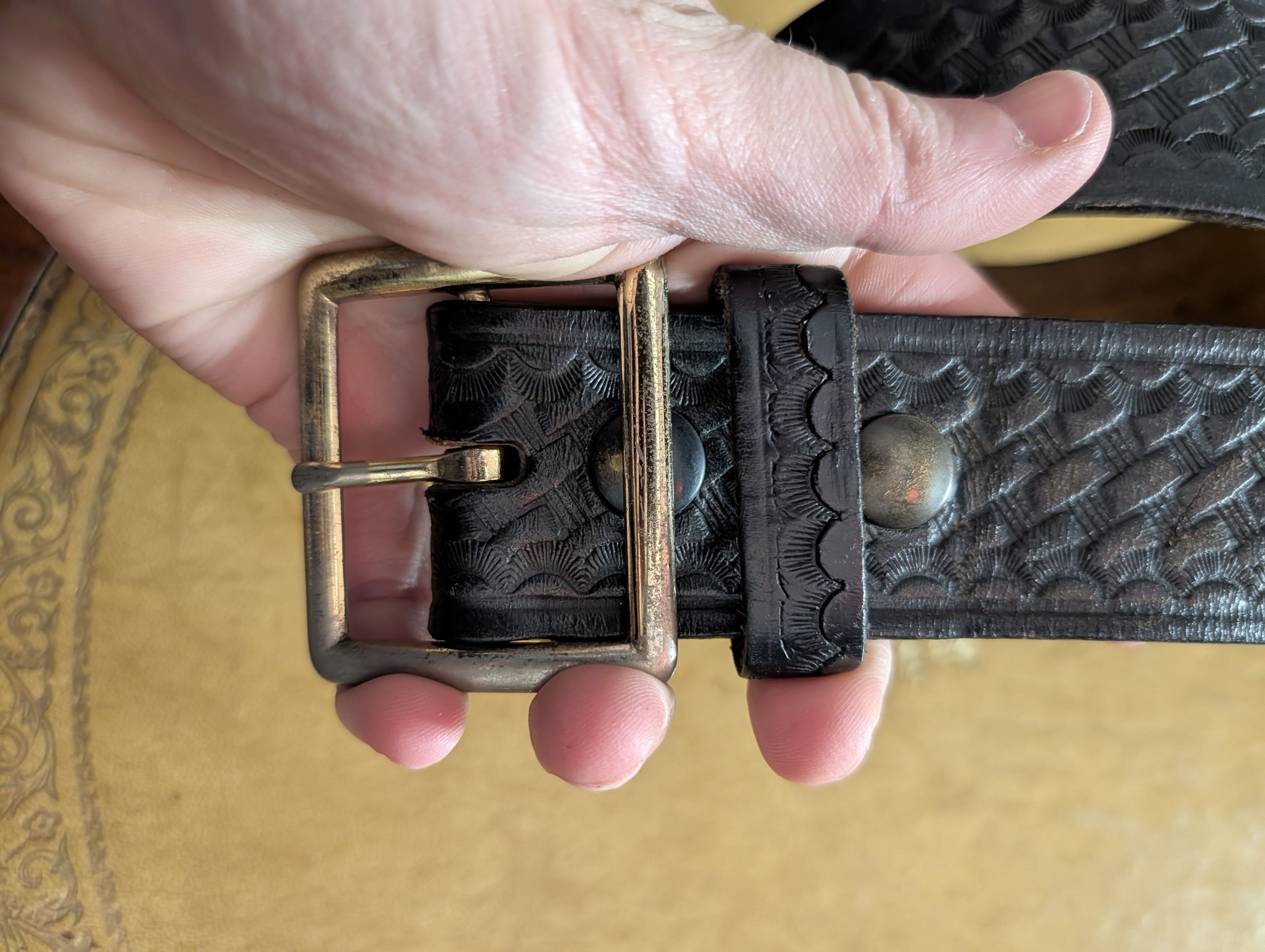 Vintage DeSantis USA B19 embellished black leather western belt Size 44 - 2 Thumbnail
