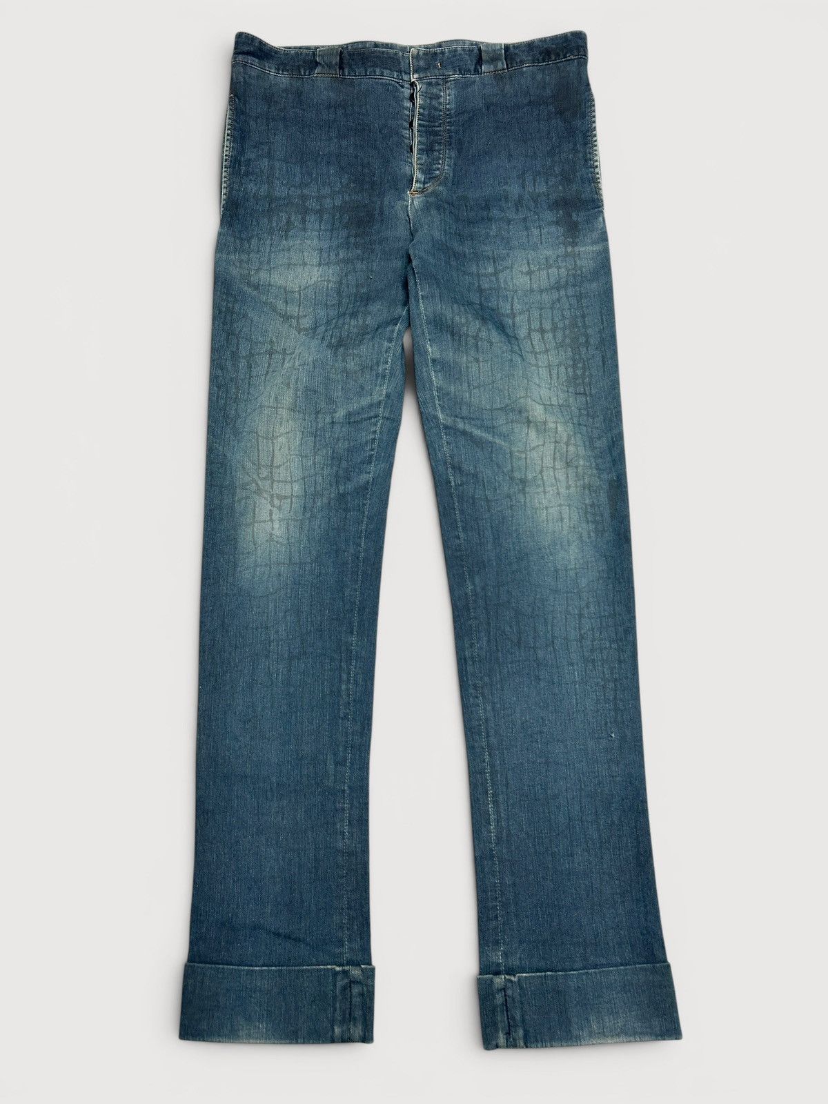 Prada FW2008 Croc Print Back Seam Denim Size US 31 - 1 Thumbnail