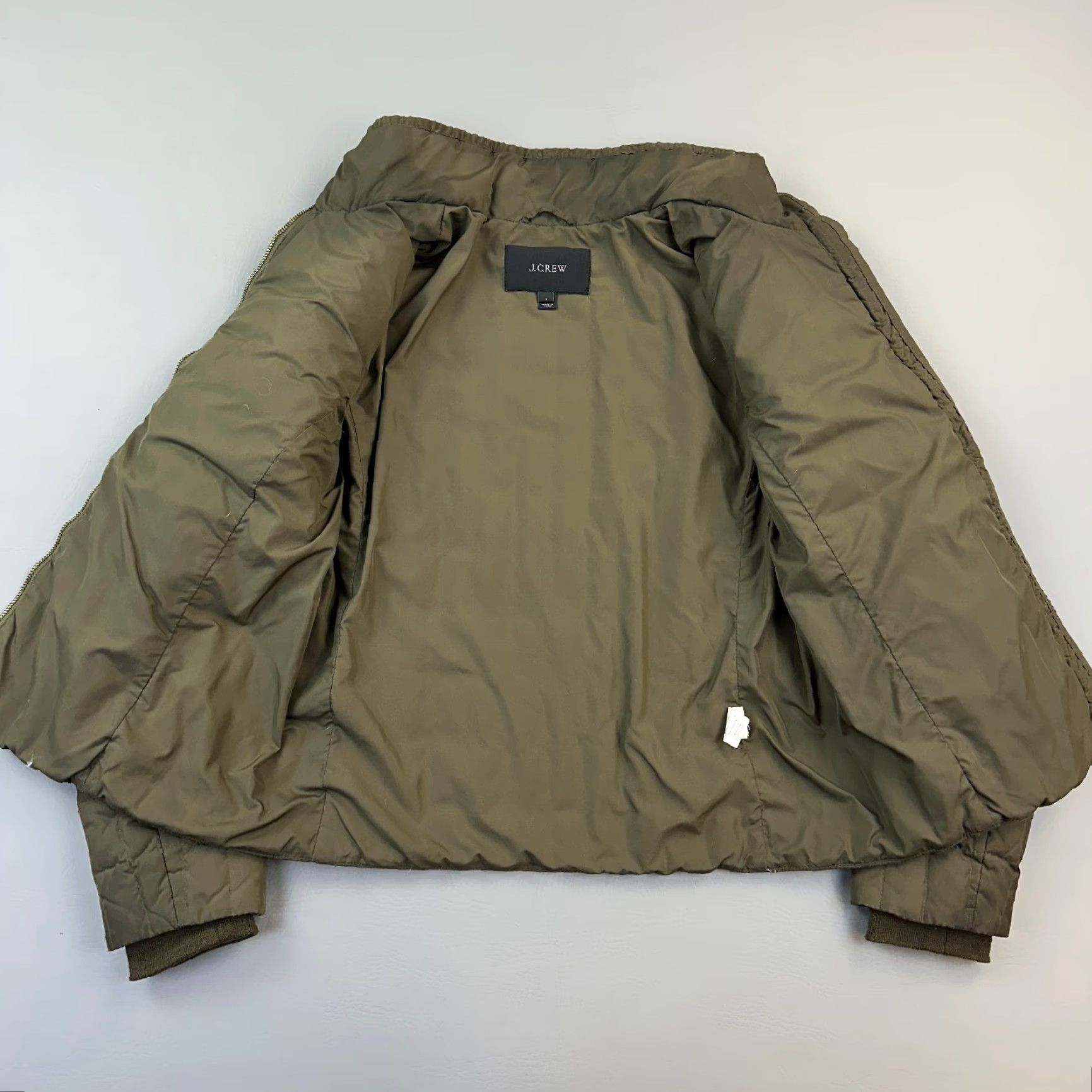 J.Crew J.CREW Jacket Women's Small Olive Green Goose Down Quilted Puffer Outdoor Casual (Vintage: No) Size S / US 4 / IT 40 - 4 Thumbnail